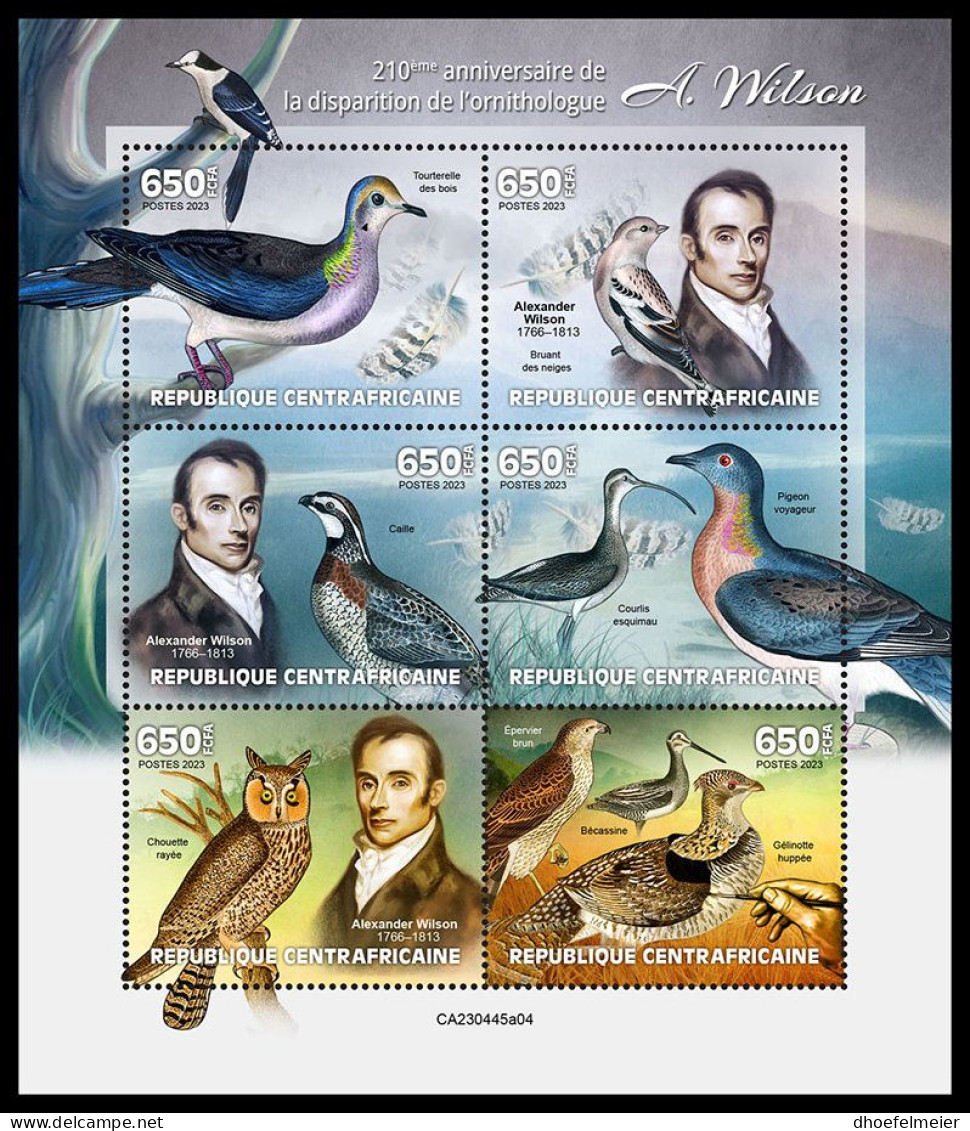 CENTRAL AFRICAN 2023 MNH A. Wilson Ornithologist M/S – OFFICIAL ISSUE – DHQ2401 - Nature