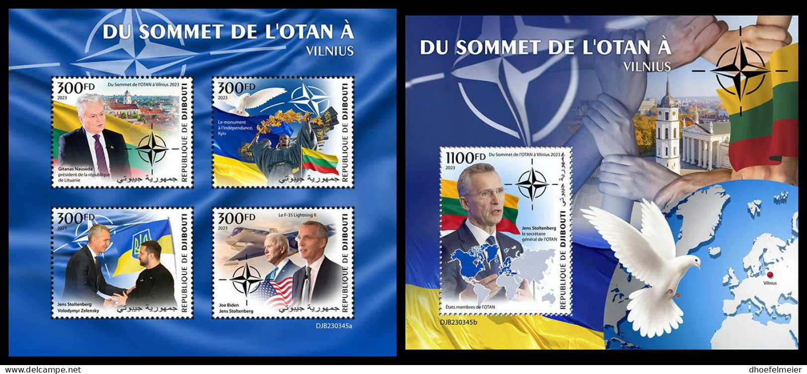 DJIBOUTI 2023 MNH NATO Summit Vilnius NATO Gipfel M/S+S/S – OFFICIAL ISSUE – DHQ2401 - OTAN