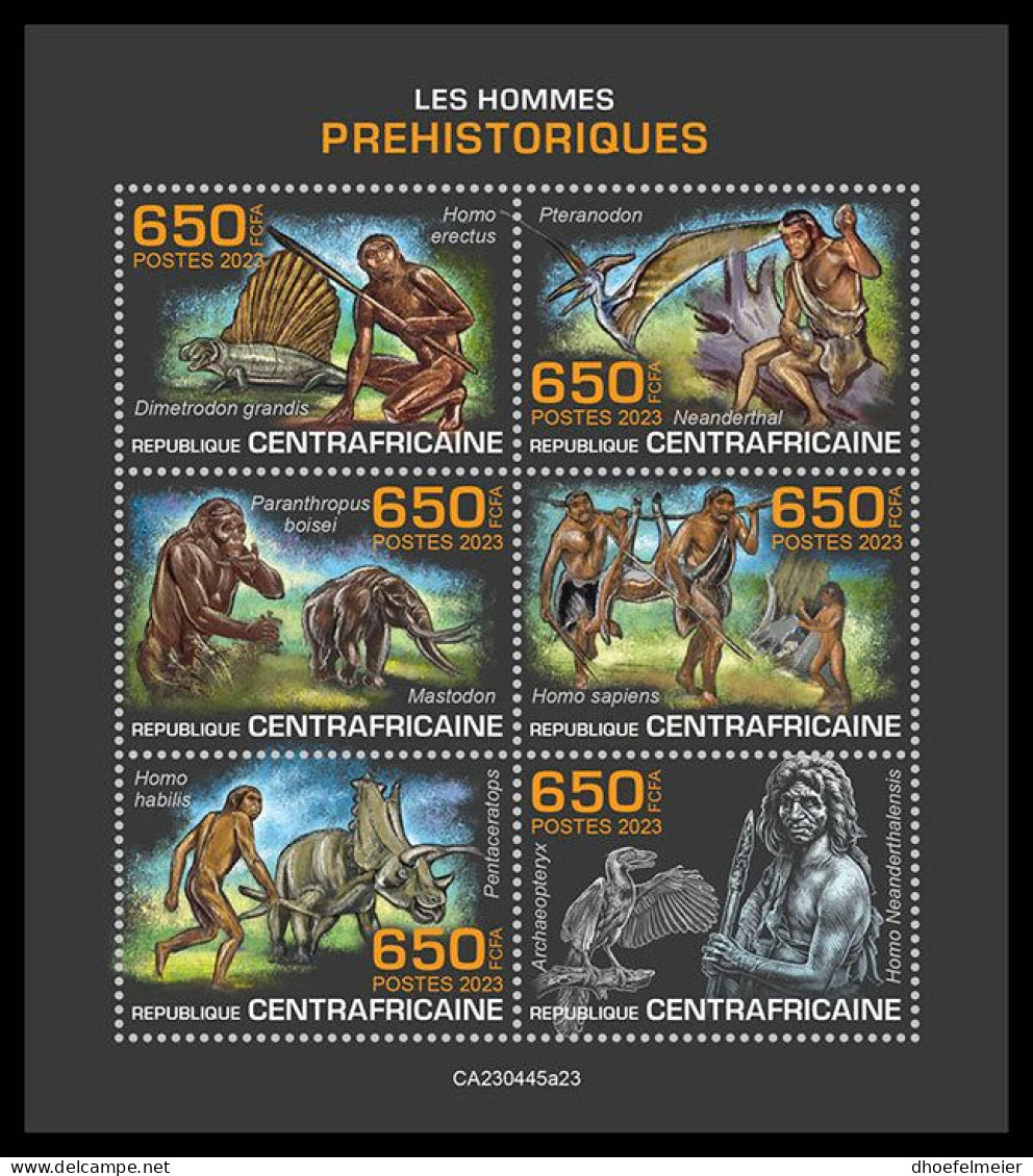 CENTRAL AFRICAN 2023 MNH Prehistoric Peoples Prähistorische Menschen M/S – IMPERFORATED – DHQ2401 - Prehistory