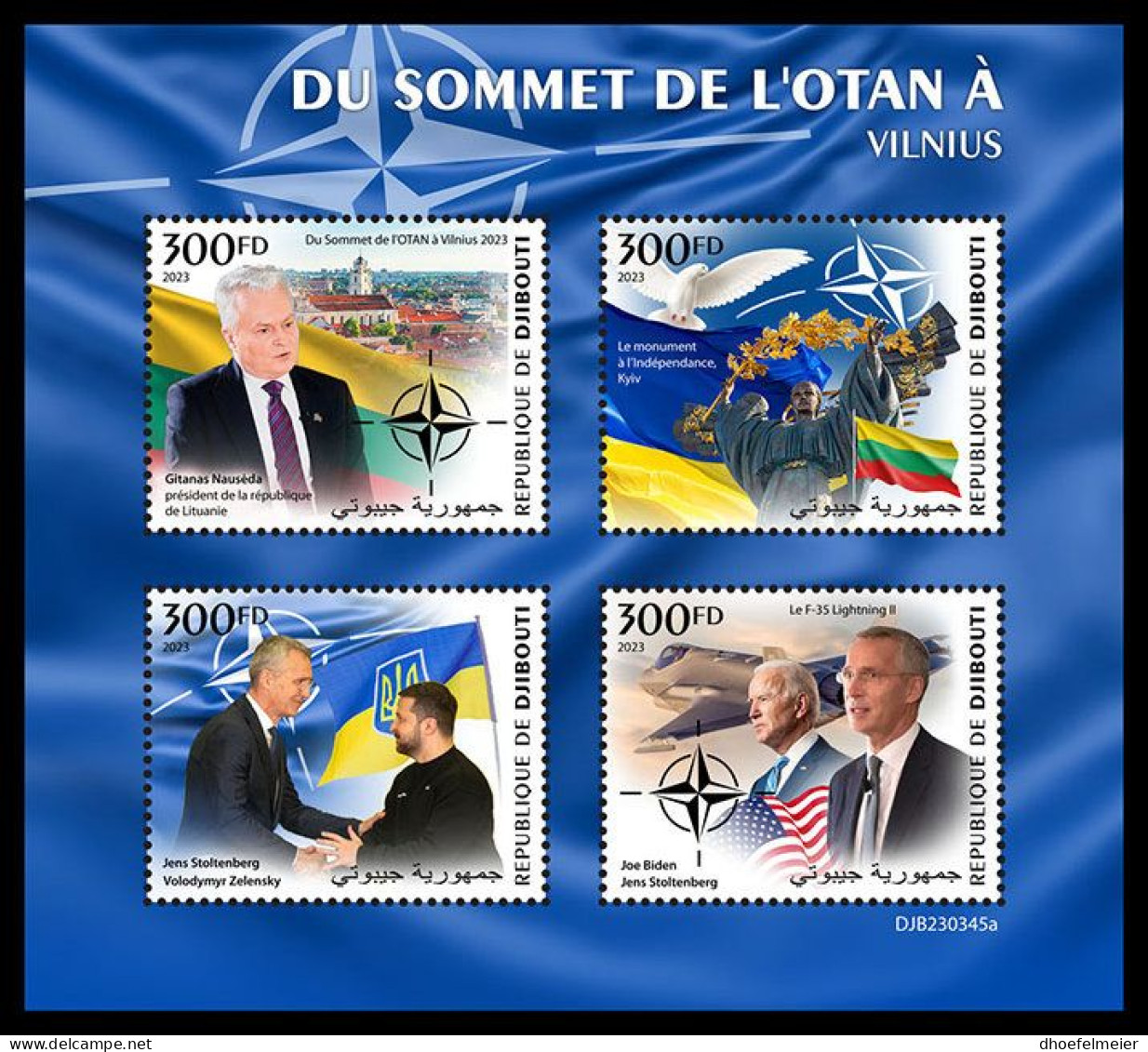 DJIBOUTI 2023 MNH NATO Summit Vilnius NATO Gipfel M/S – IMPERFORATED – DHQ2401 - NAVO