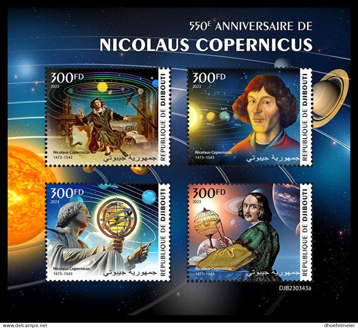 DJIBOUTI 2023 MNH 550 Years Nicolaus Copernicus Astronom M/S – IMPERFORATED – DHQ2401 - Astronomie