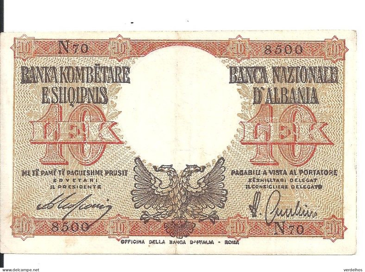 ALBANIE 10 LEK ND1940 VF+ P 11 - Albania