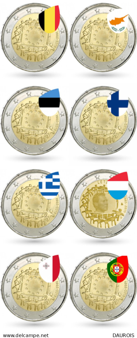 Faible Tirage Des Pays 2  € 30 Ans Du Drapeau Européen 2015 - Errors And Oddities