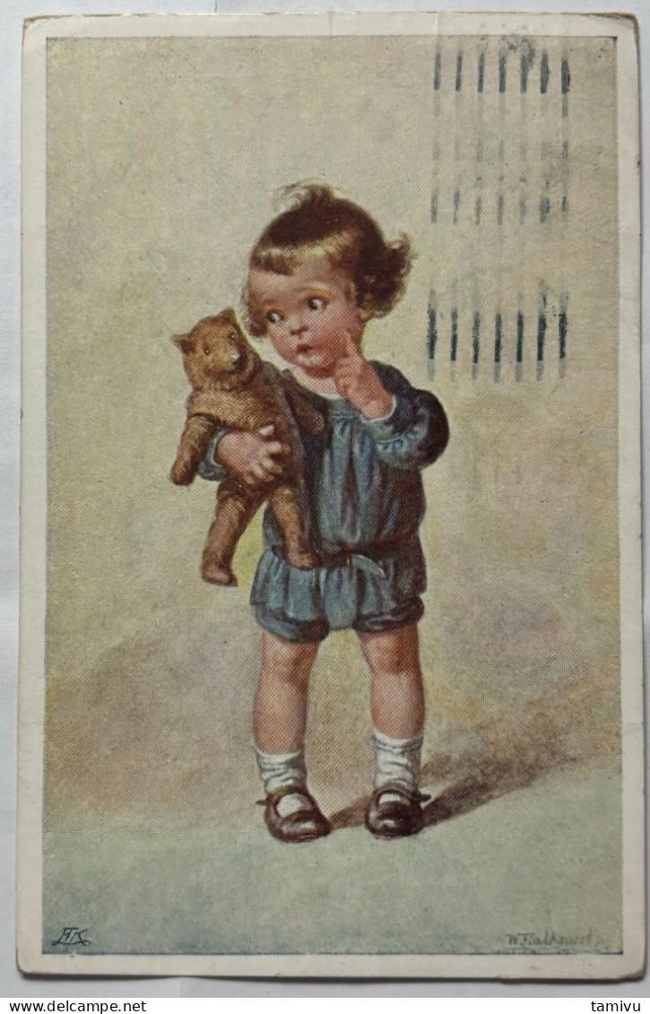 PC ILLUSTRATORS SIGNED WALLY FIALKOWSKA GIRL BEAR  1923. - Fialkowska, Wally