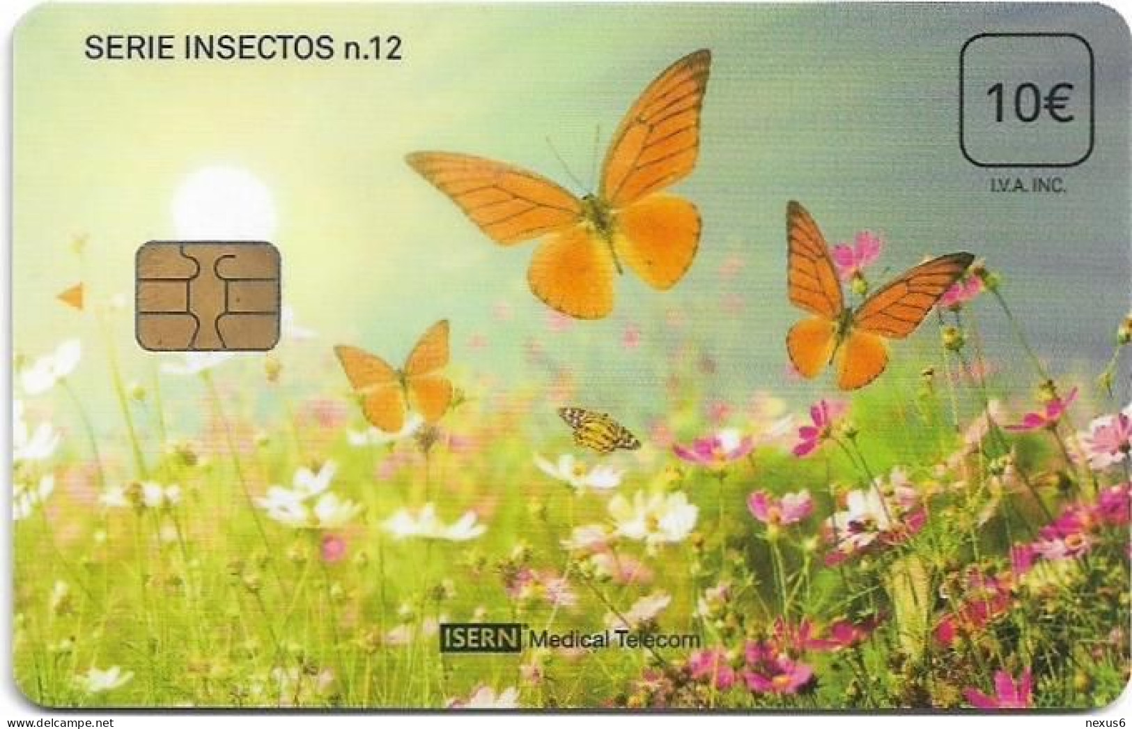 Spain - ISERN Medical - Insects #12, Butterflies & Flowers, 10€, 06.2016, 40.000ex, Used - Otros & Sin Clasificación