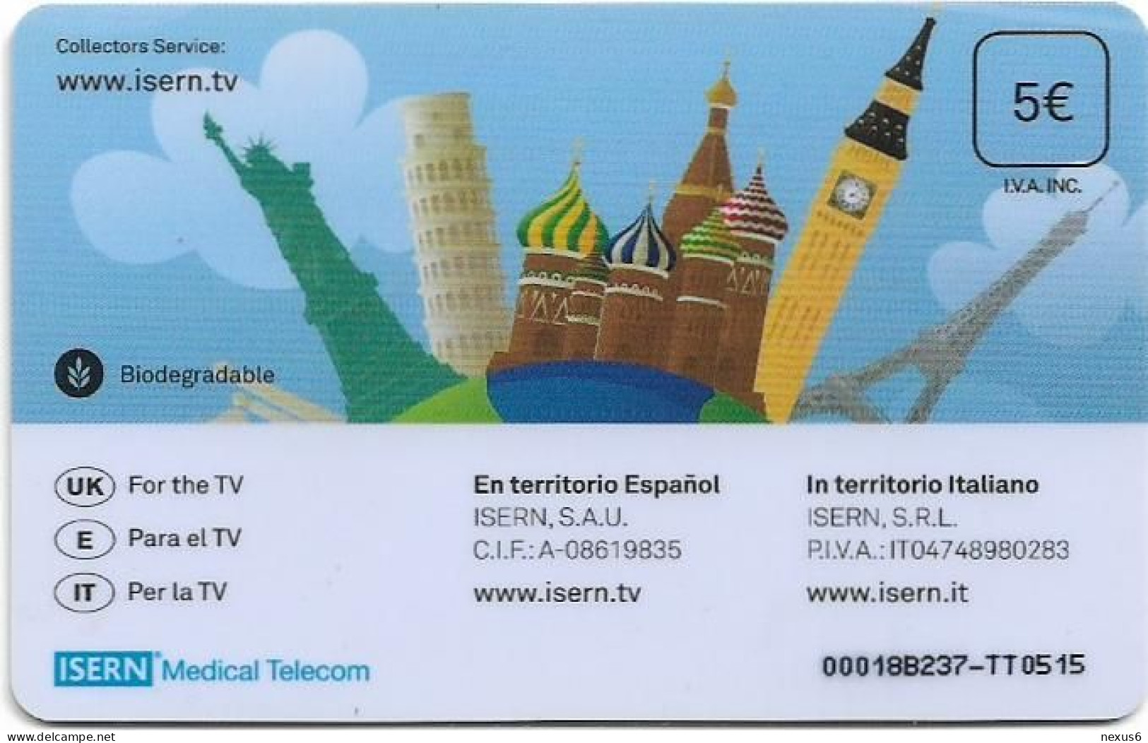 Spain - ISERN Medical - Monumentos #7, Various World Monuments, 5€, 05.2015, 35.000ex, Used - Other & Unclassified