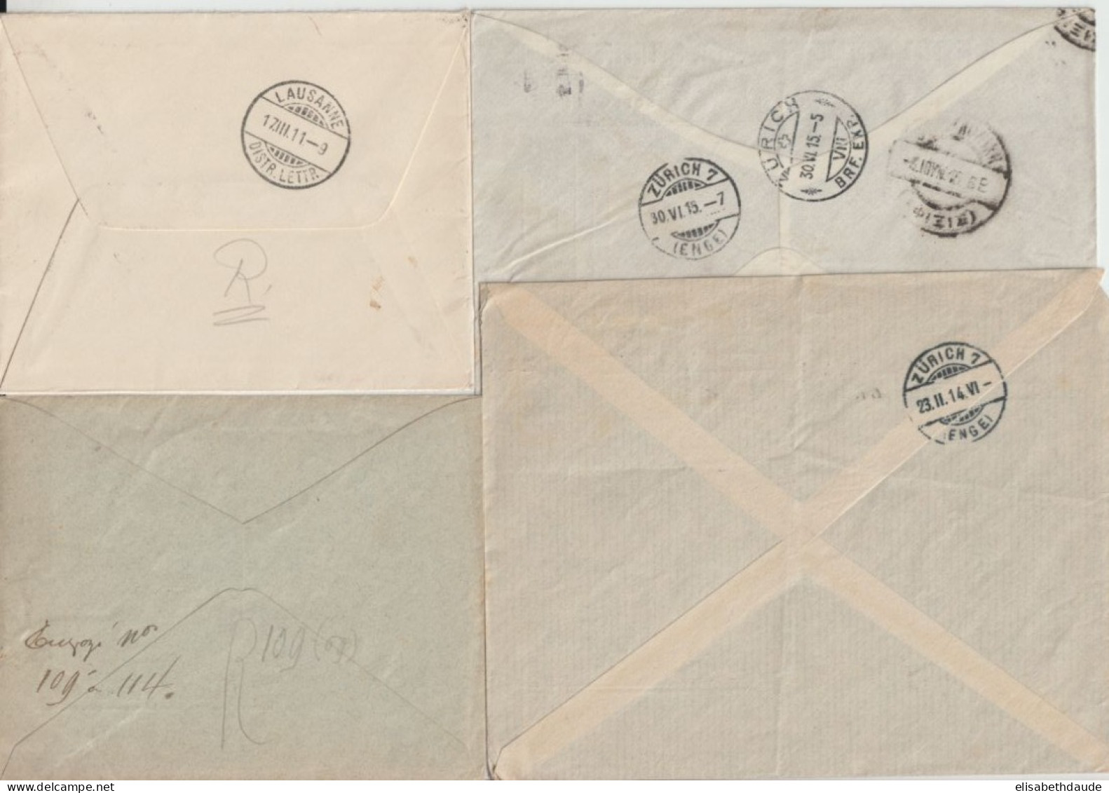 BULGARIE - 1911/15  - 4 ENVELOPPES => SUISSE - Lettres & Documents