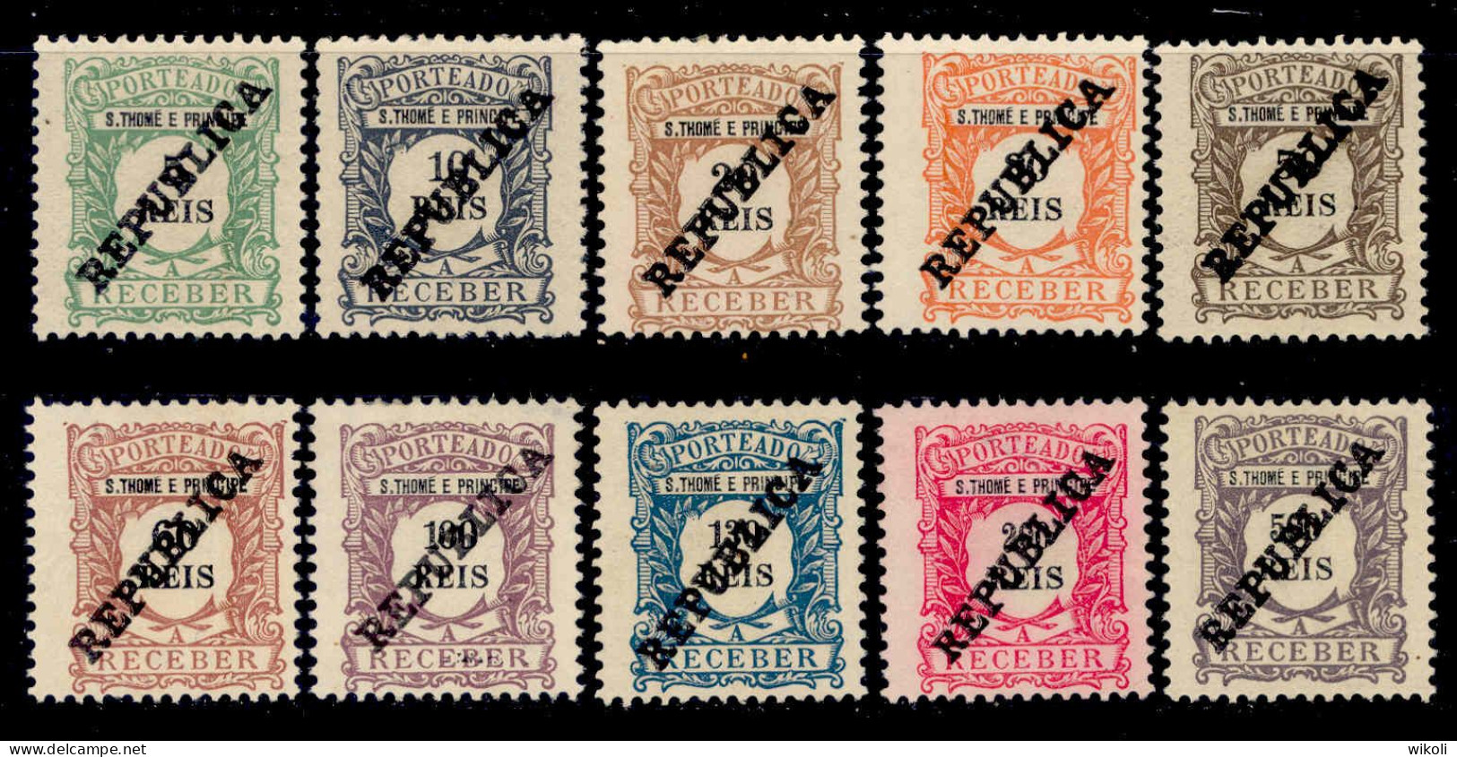 ! ! St. Thomas - 1913 Postage Due Local Republica (Complete Set) - Af. P31 To 40 - NGAI & MH (cc 073XV) - St. Thomas & Prince