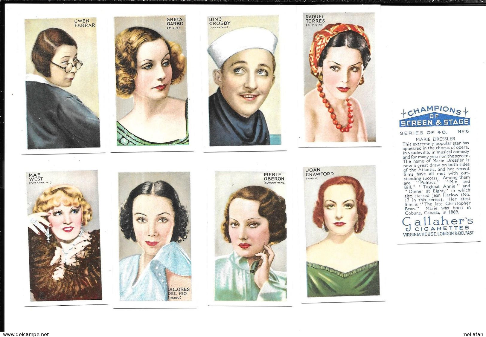 BC07 - SERIE COMPLETE 48 CARTES CIGARETTES GALLAHERS - CHAMPIONS OF SCREEN AND STAGE - Gallaher