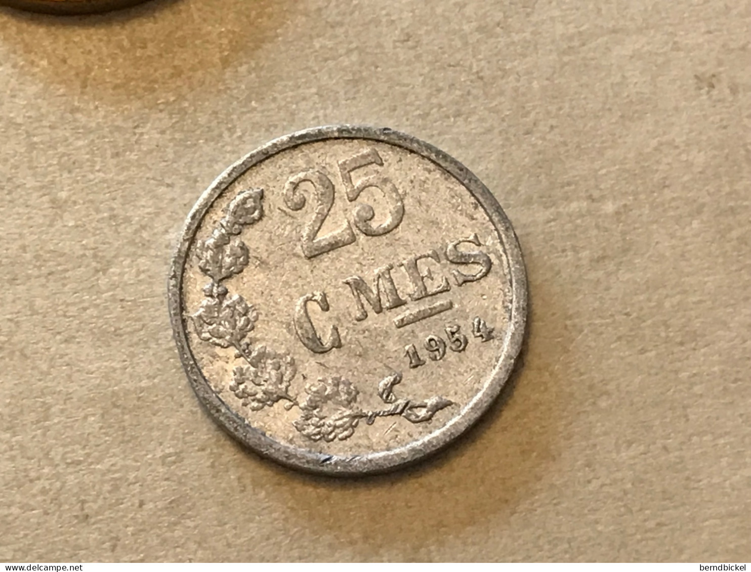 Münze Münzen Umlaufmünze Luxemburg 25 Centimes 1954 - Luxembourg