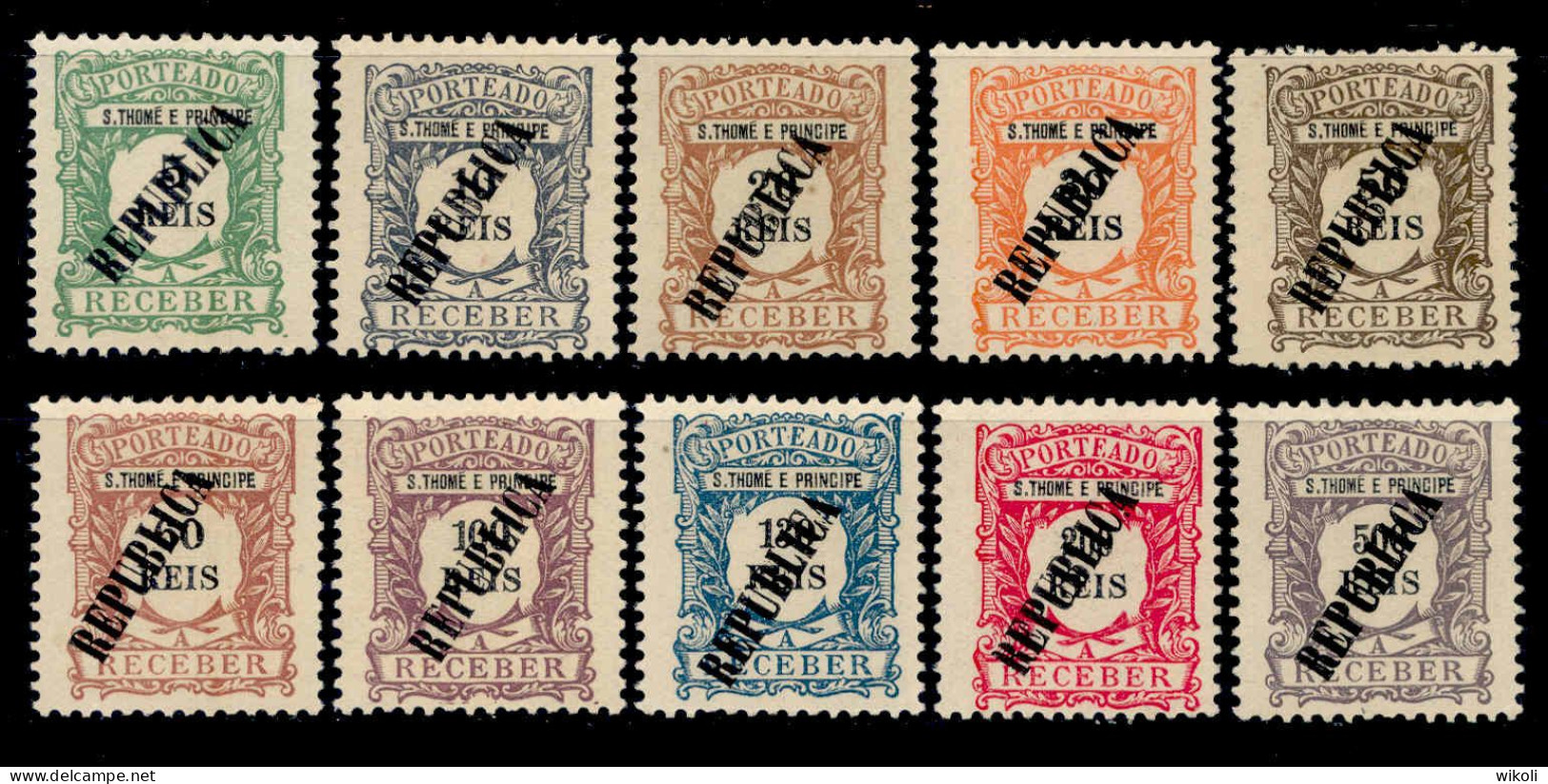 ! ! St. Thomas - 1913 Postage Due Local Republica (Complete Set) - Af. P21 To 30 - NGAI & MH (cc 074XV) - St. Thomas & Prince