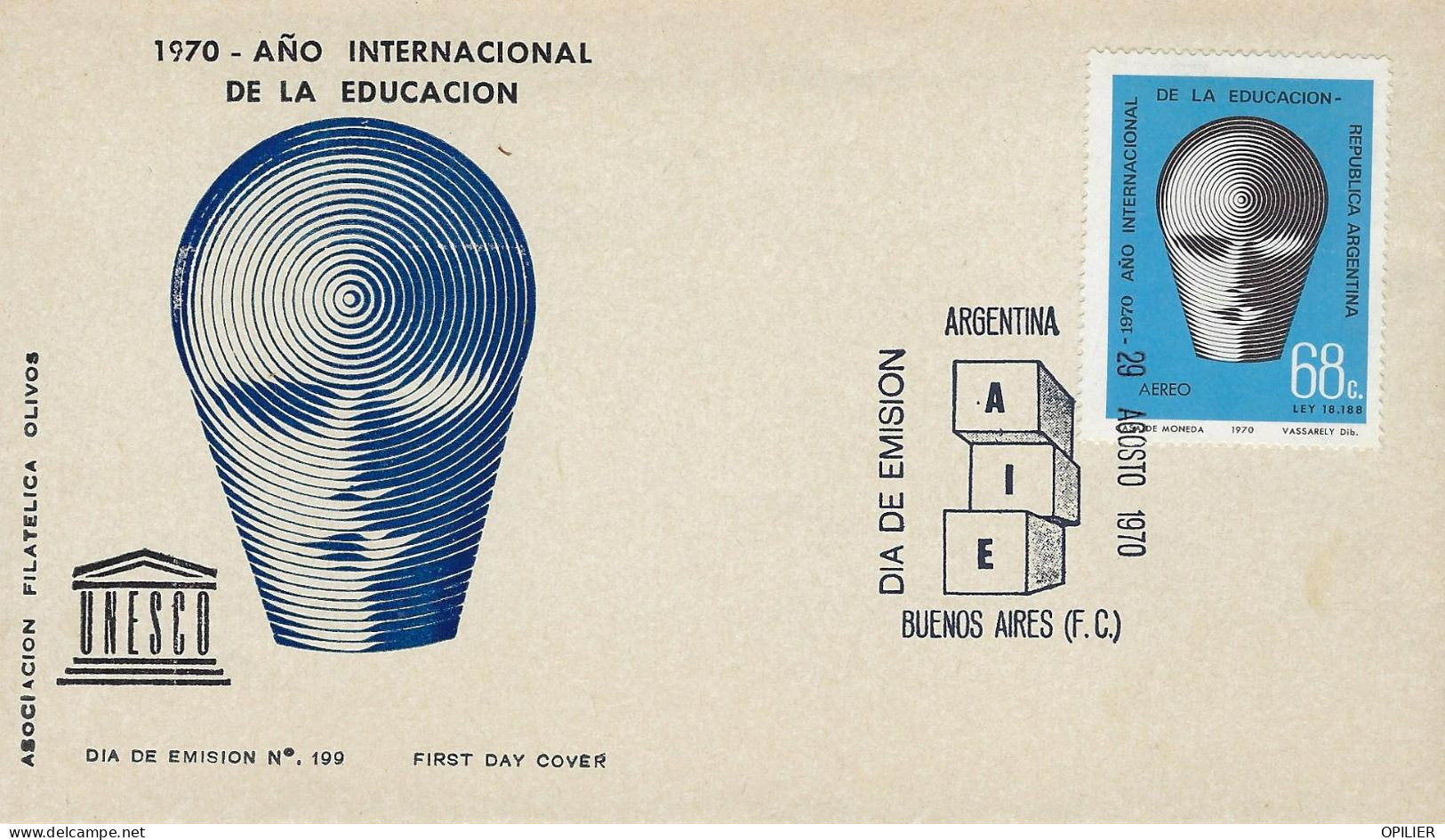 Buenos AIres 1970 Année Internationale De L'éducation Cube Pierre - FDC