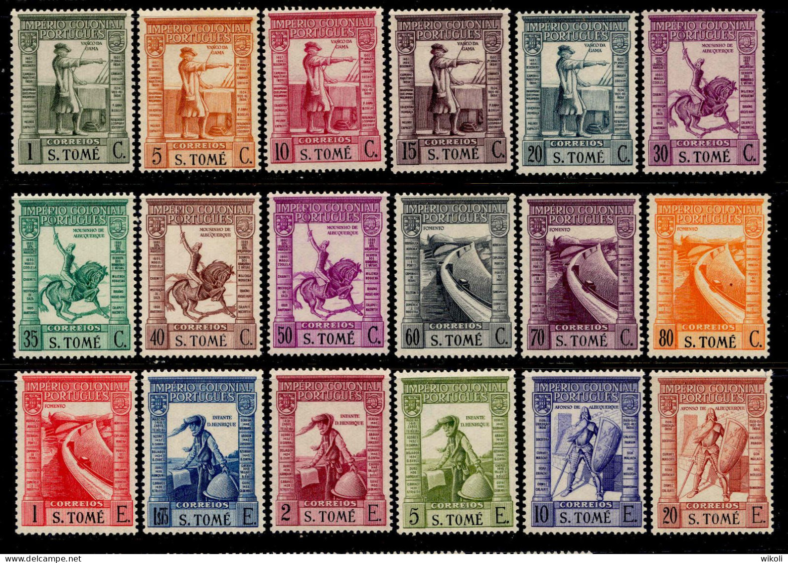 ! ! St. Thomas - 1938 Vasco Gama Short "S.TOMÉ" (Complete Set) - Af. 298 To 315 - MLH (cc 076XV) - St. Thomas & Prince