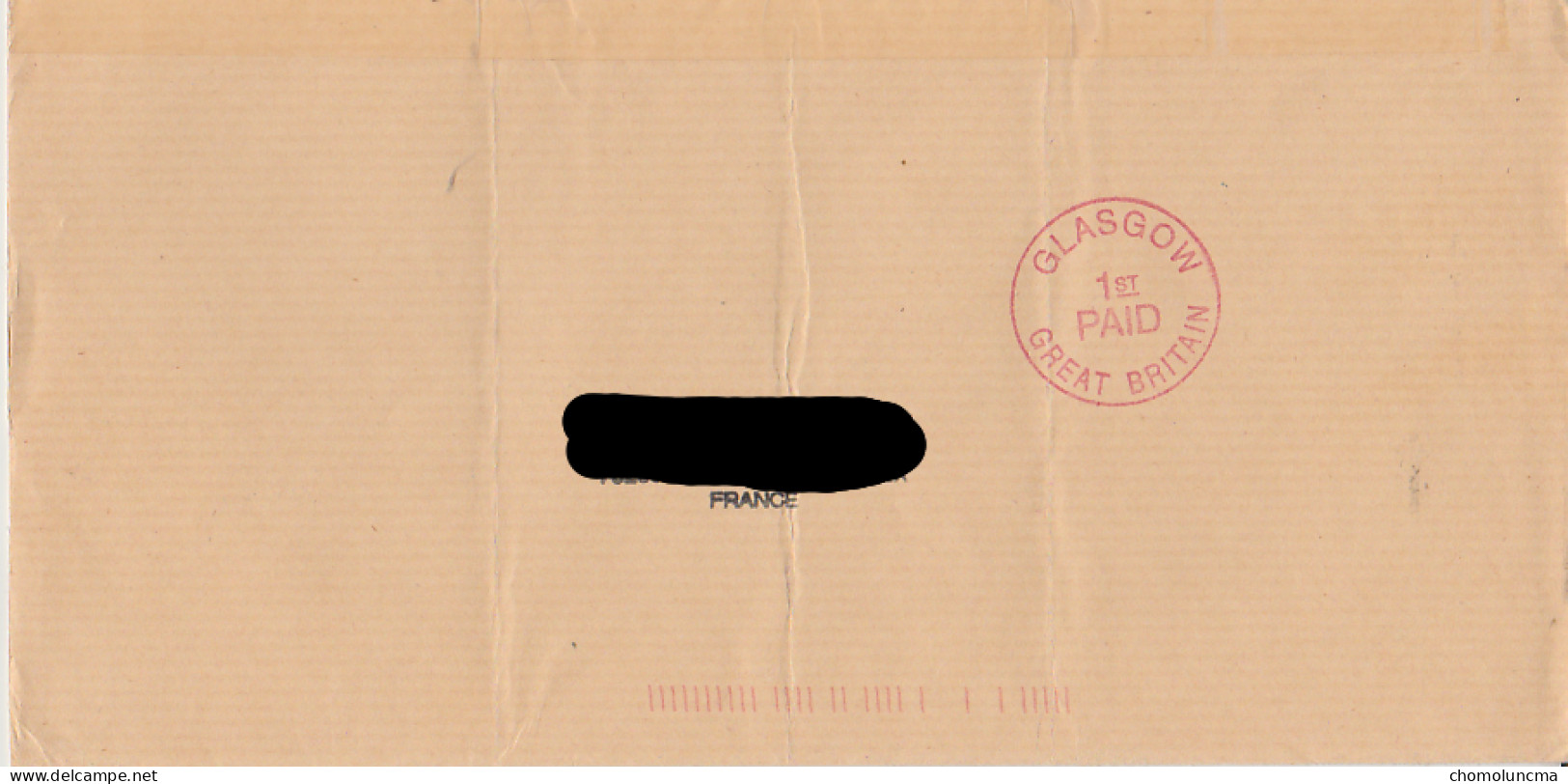 Royal Mail Postage Paid Glasgow Red Handstamp On Cover To France - Dienstmarken