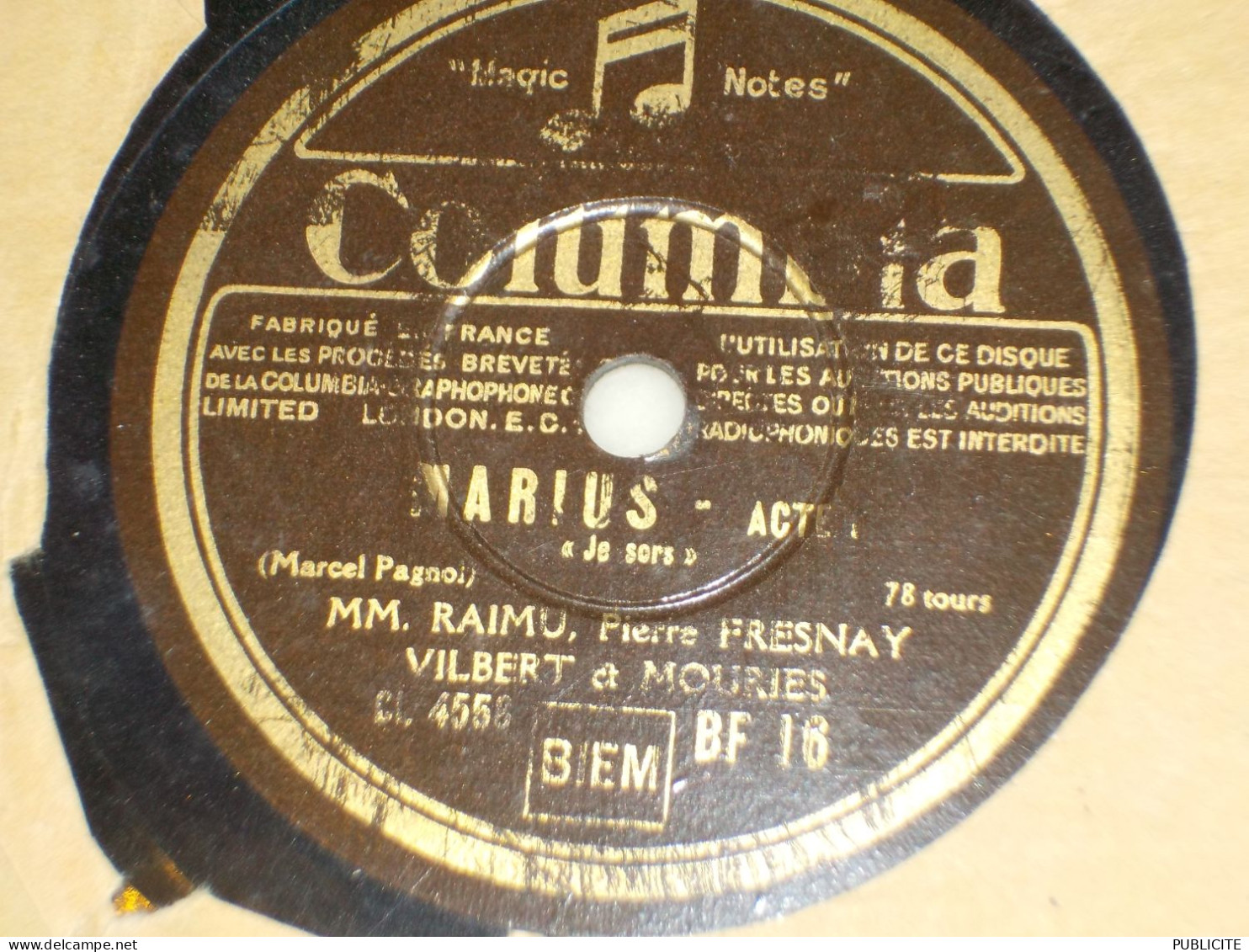 Disque 78 Tours Scene Du Film  Marius ACTE 3 1931 - 78 T - Disques Pour Gramophone