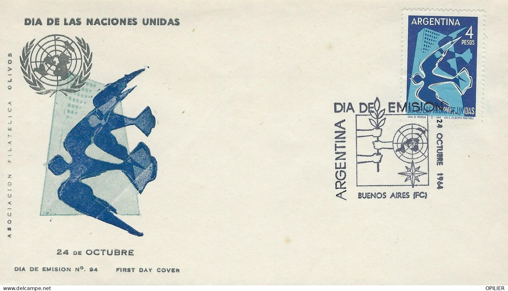 Buenos AIres 1964 Journée Des Nations Unis Oiseau - FDC