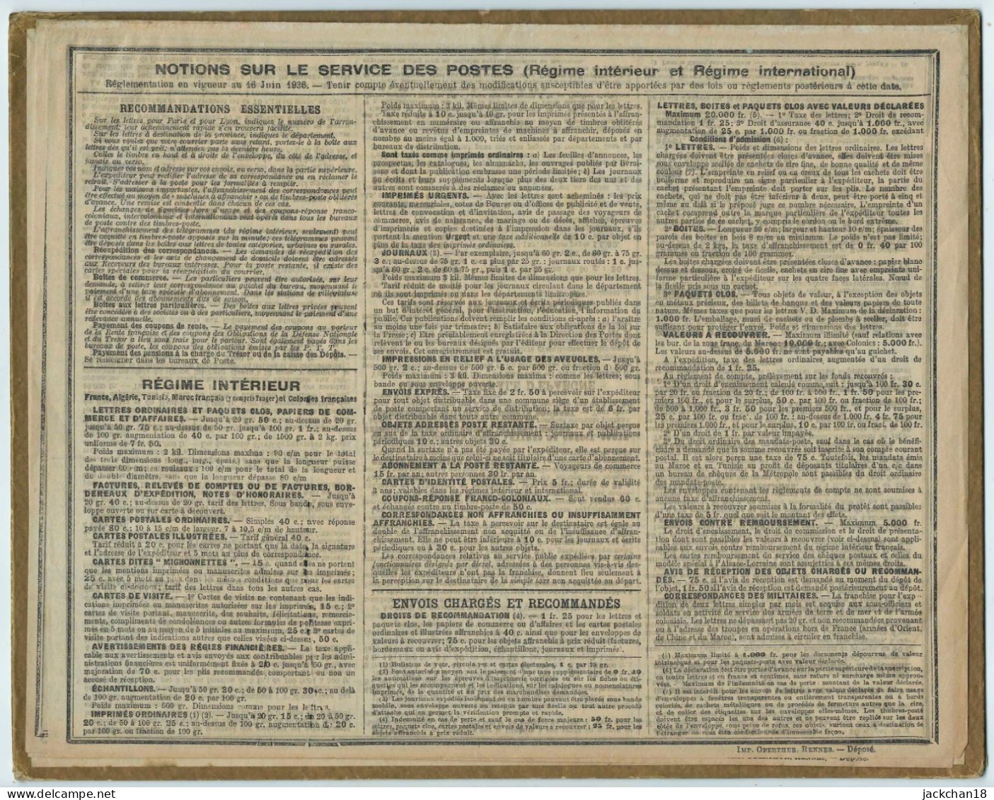 -- ALMANACH Des POSTES  Et Des TELEGRAPHES 1937 / VILLENEUVE Les AVIGNON -- - Tamaño Grande : 1921-40