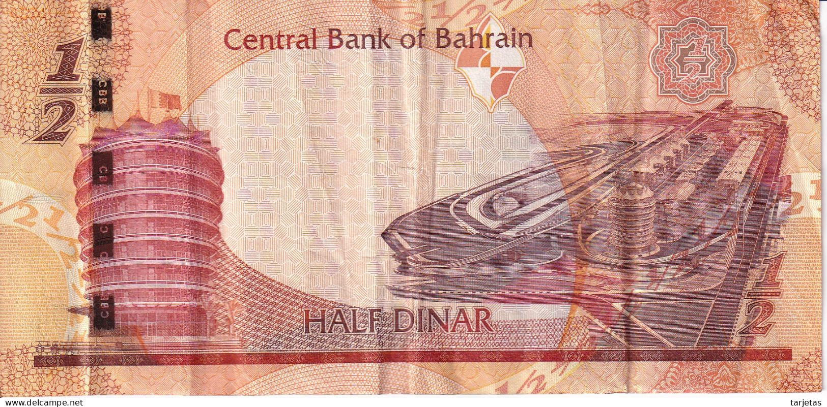 BILLETE DE BAHRAIN DE 1/2 DINAR DEL AÑO 2016  (BANKNOTE) - Bahrein