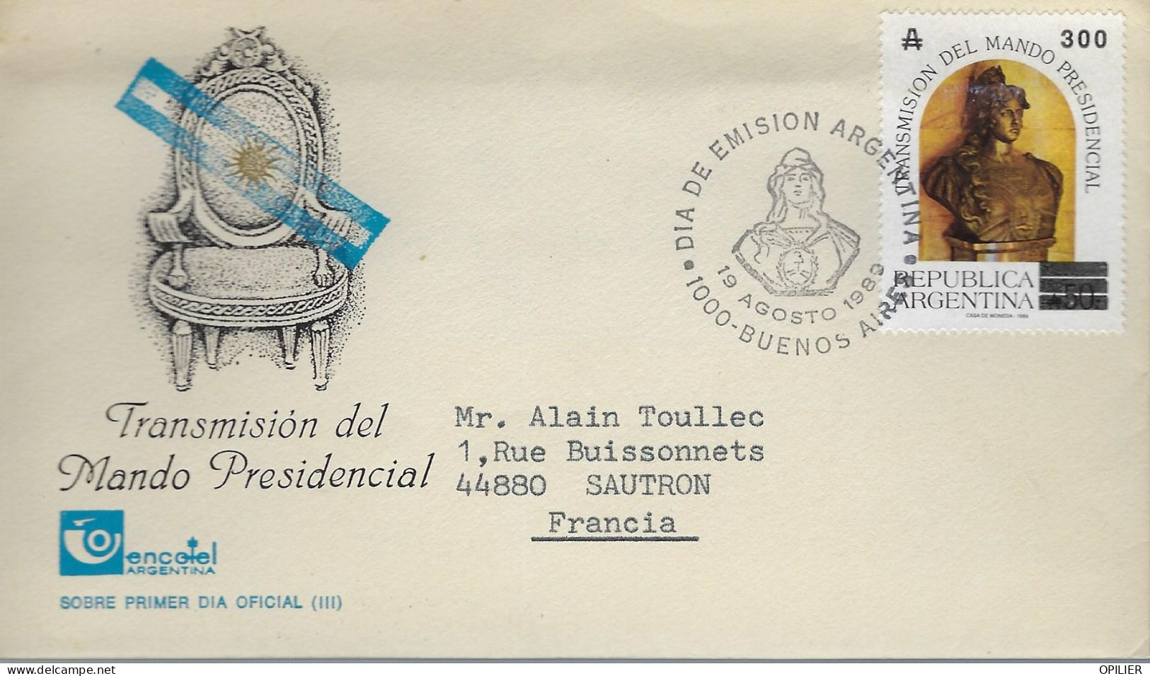 Buenos AIres 1989 Transmission Du Commandement Présidentiel Politique Gouvernant - FDC