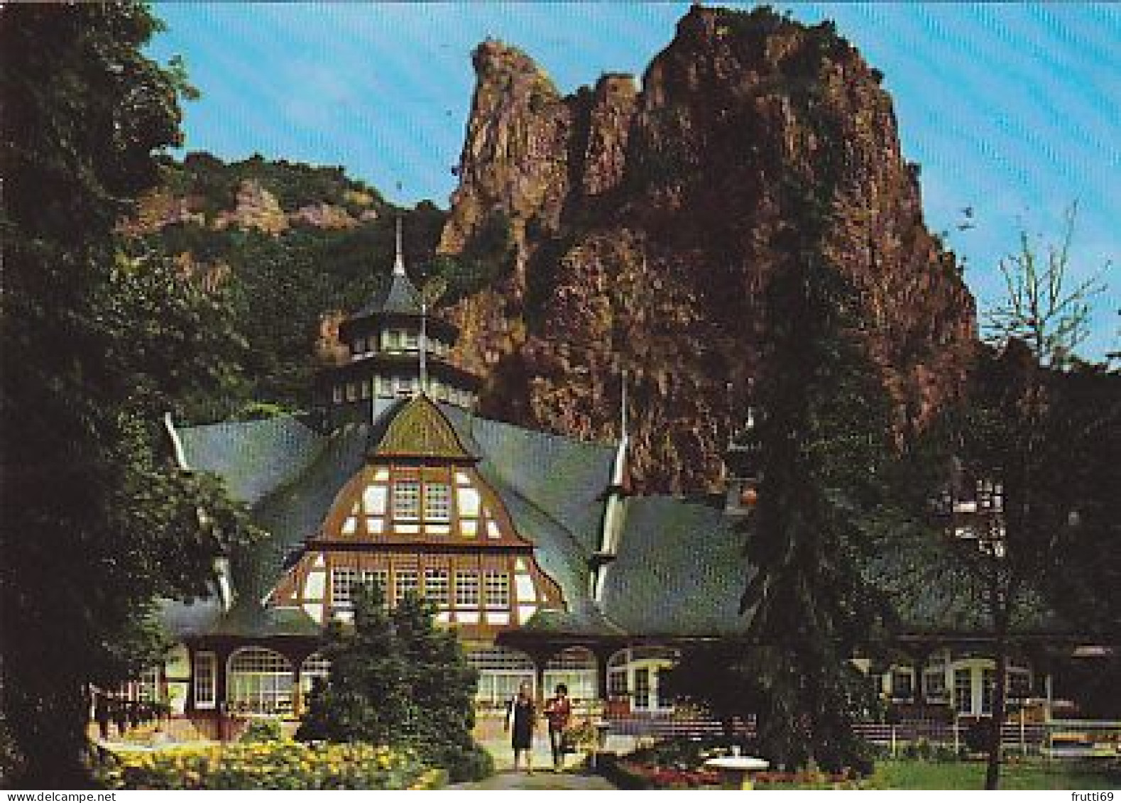 AK 192378 GERMANY - Bad Münster Am Stein - Badehaus Und Blick Zum Rheingrafenstein - Bad Muenster A. Stein - Ebernburg