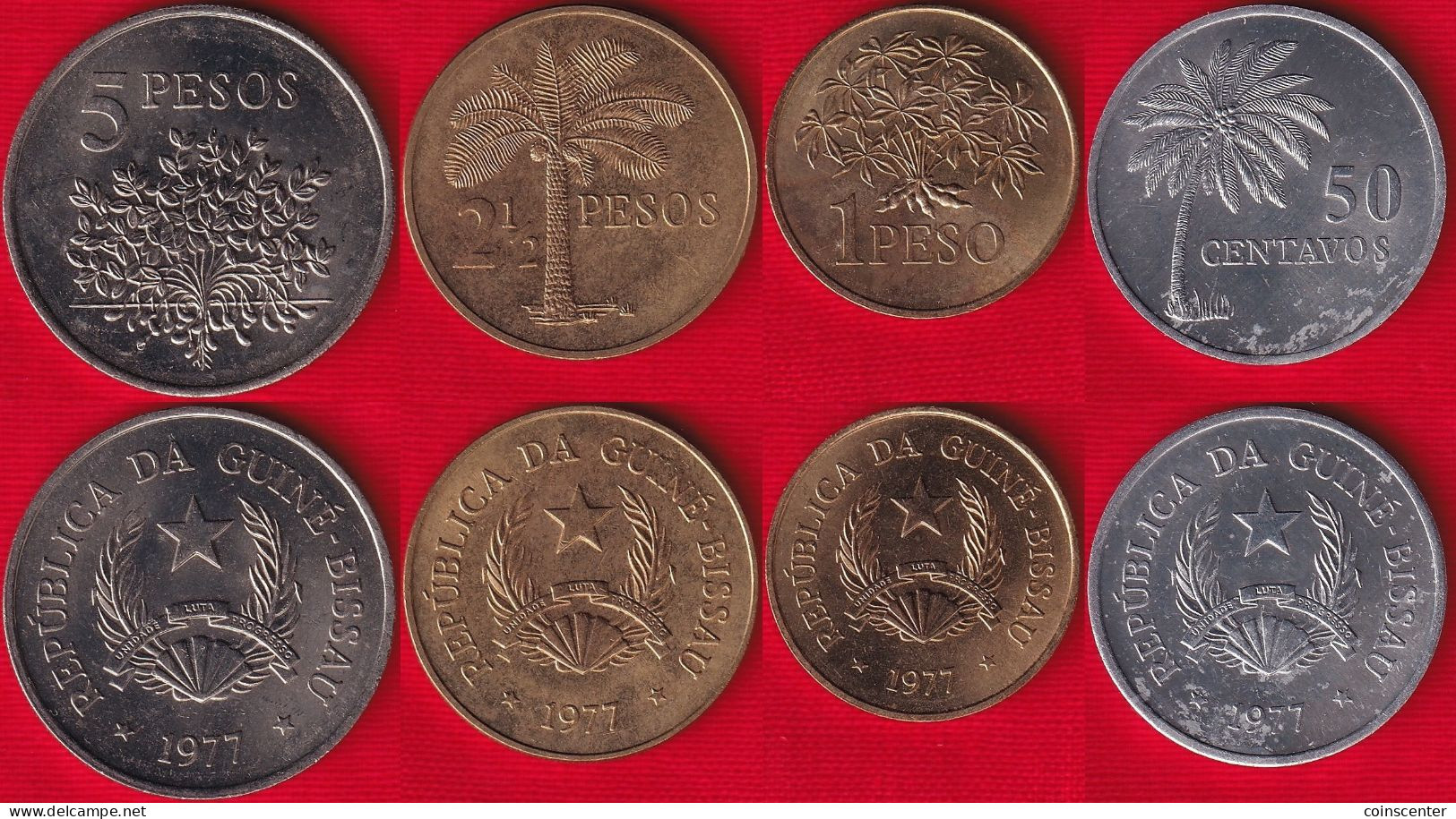 Guinea-Bissau Set Of 4 Coins: 50 Centavos - 5 Pesos 1977 "FAO" UNC - Guinea Bissau