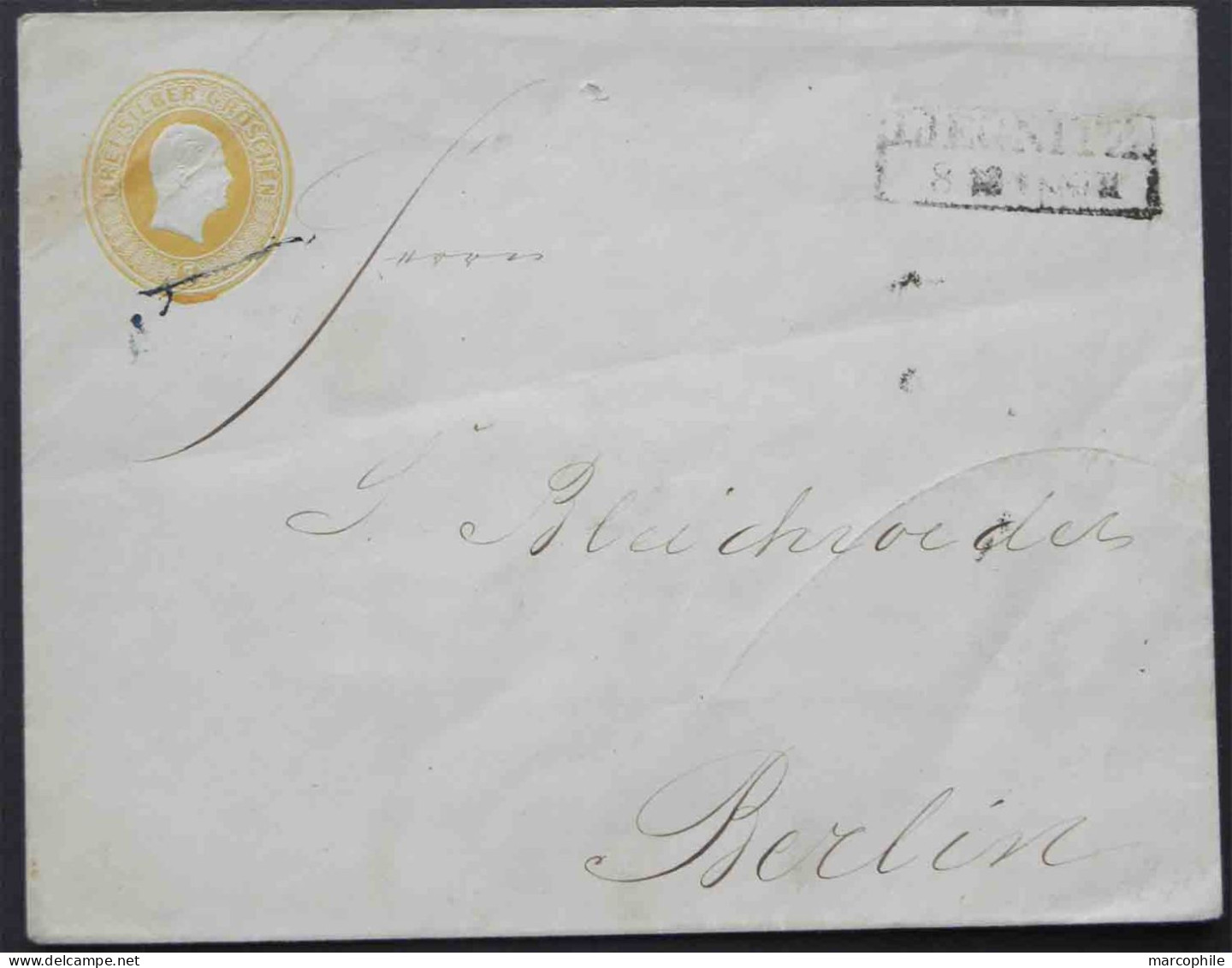 ALLEMAGNE - PRUSSE /  ENTIER POSTAL  3 SG.. JAUNE ORANGE  (ref 1824) - Entiers Postaux