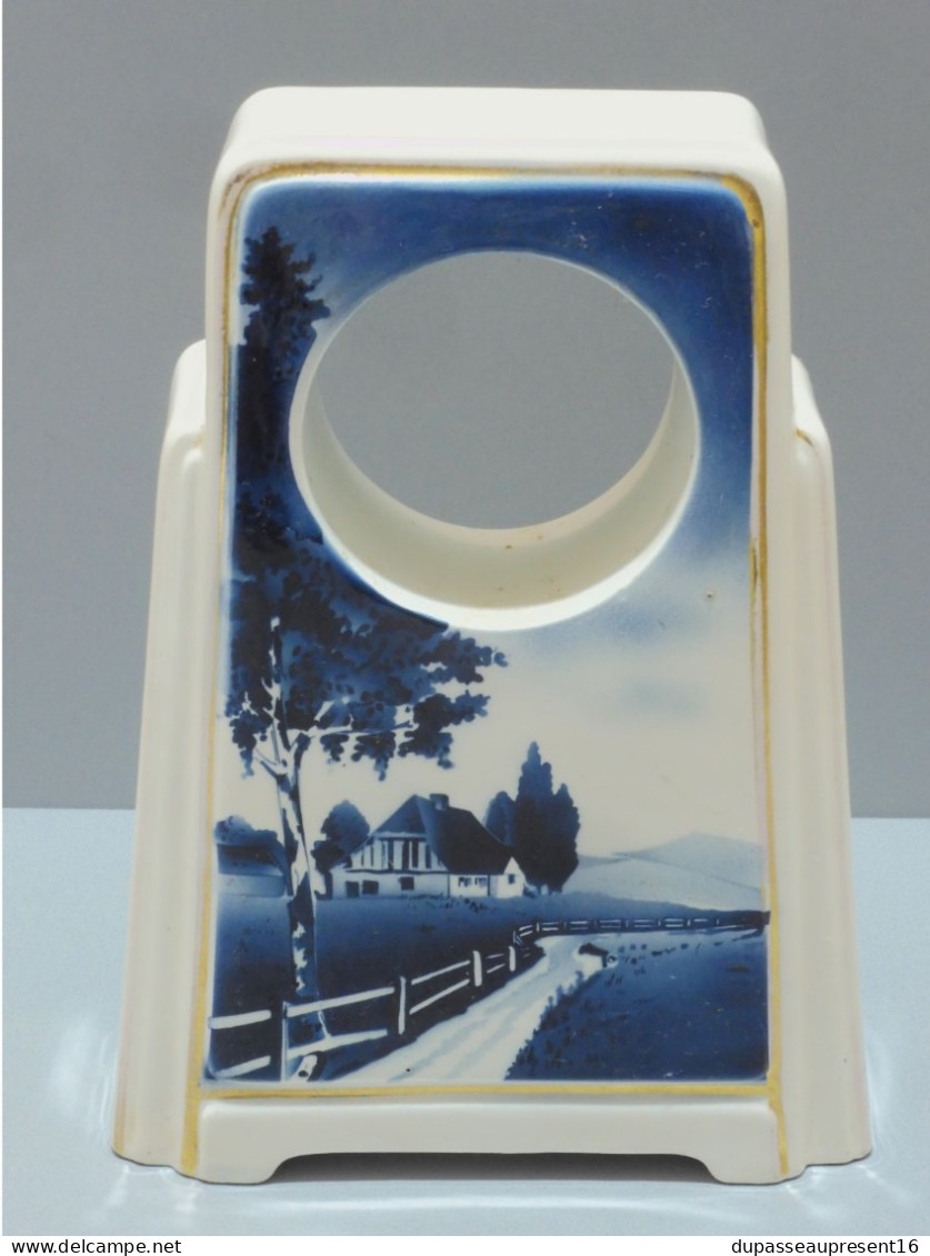 -ANCIEN SUPPORT PENDULETTE CERAMIQUE ART DECO Décor PAYSAGE BLEU COLLECTION     E - Other & Unclassified