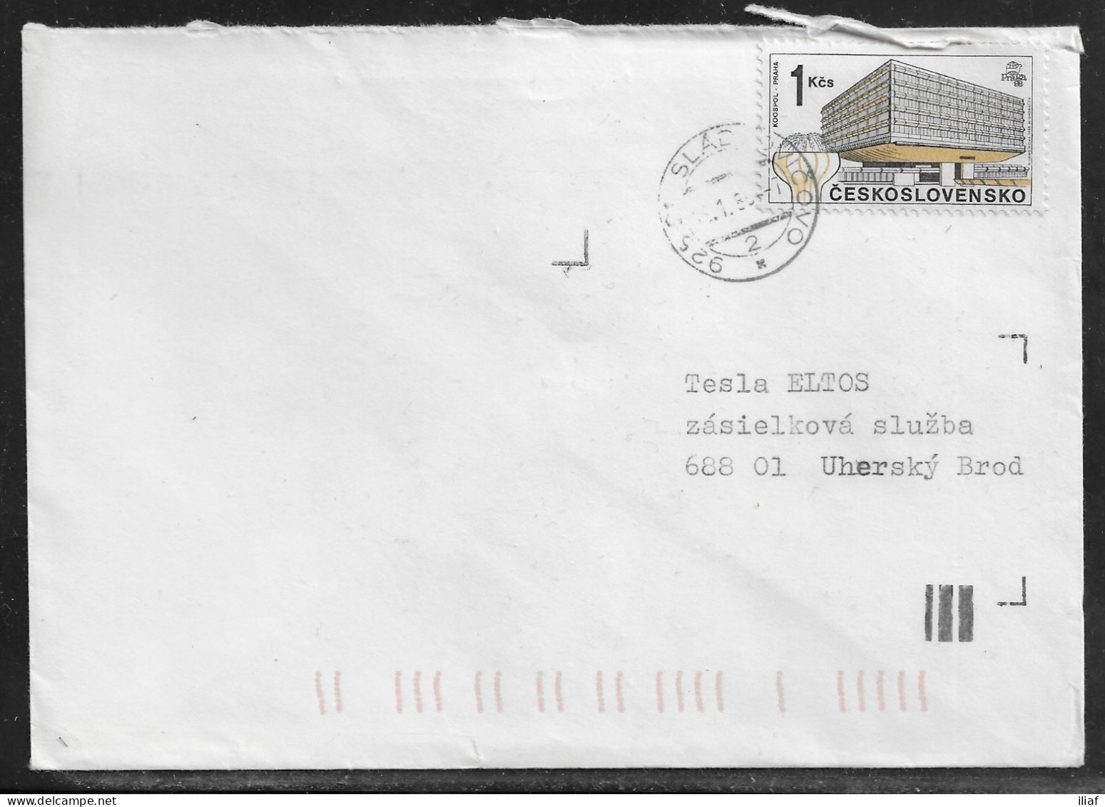 Czechoslovakia. Stamp Sc. 2711 On Letter, Sent From Sladkovicovo 18.01.89 For “Tesla” Uhersky Brod. - Lettres & Documents