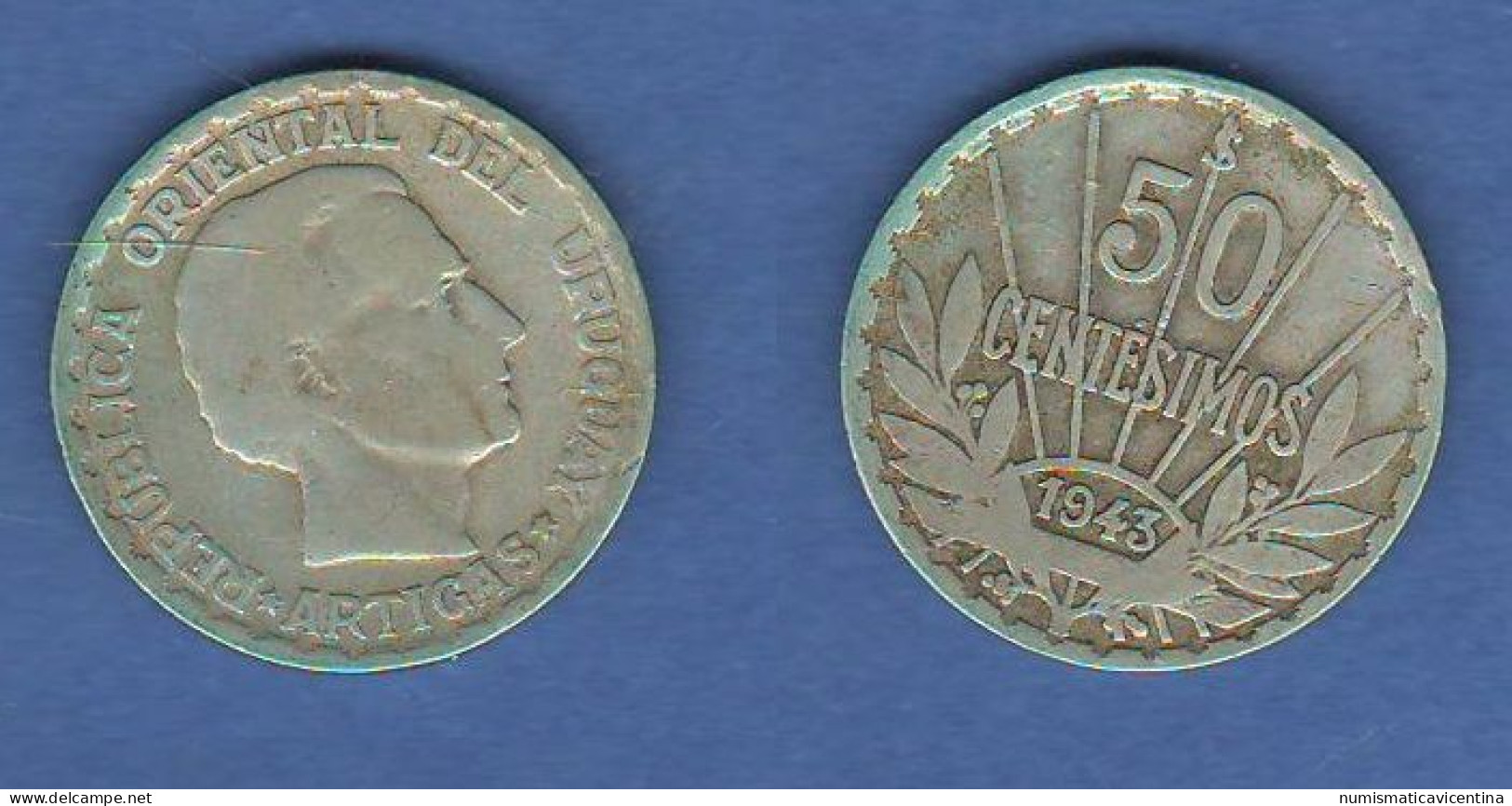 50 Centesimos 1943 Uruguay Josè G. Artigas Silver Coin - Uruguay