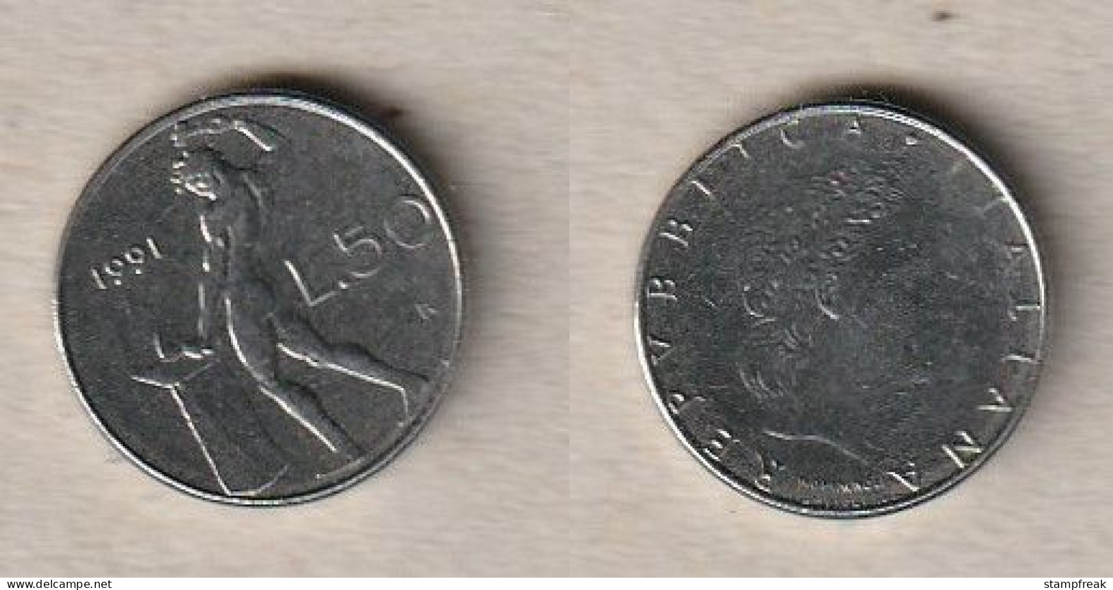 00555) Italien, 50 Lire 1991 - 50 Lire