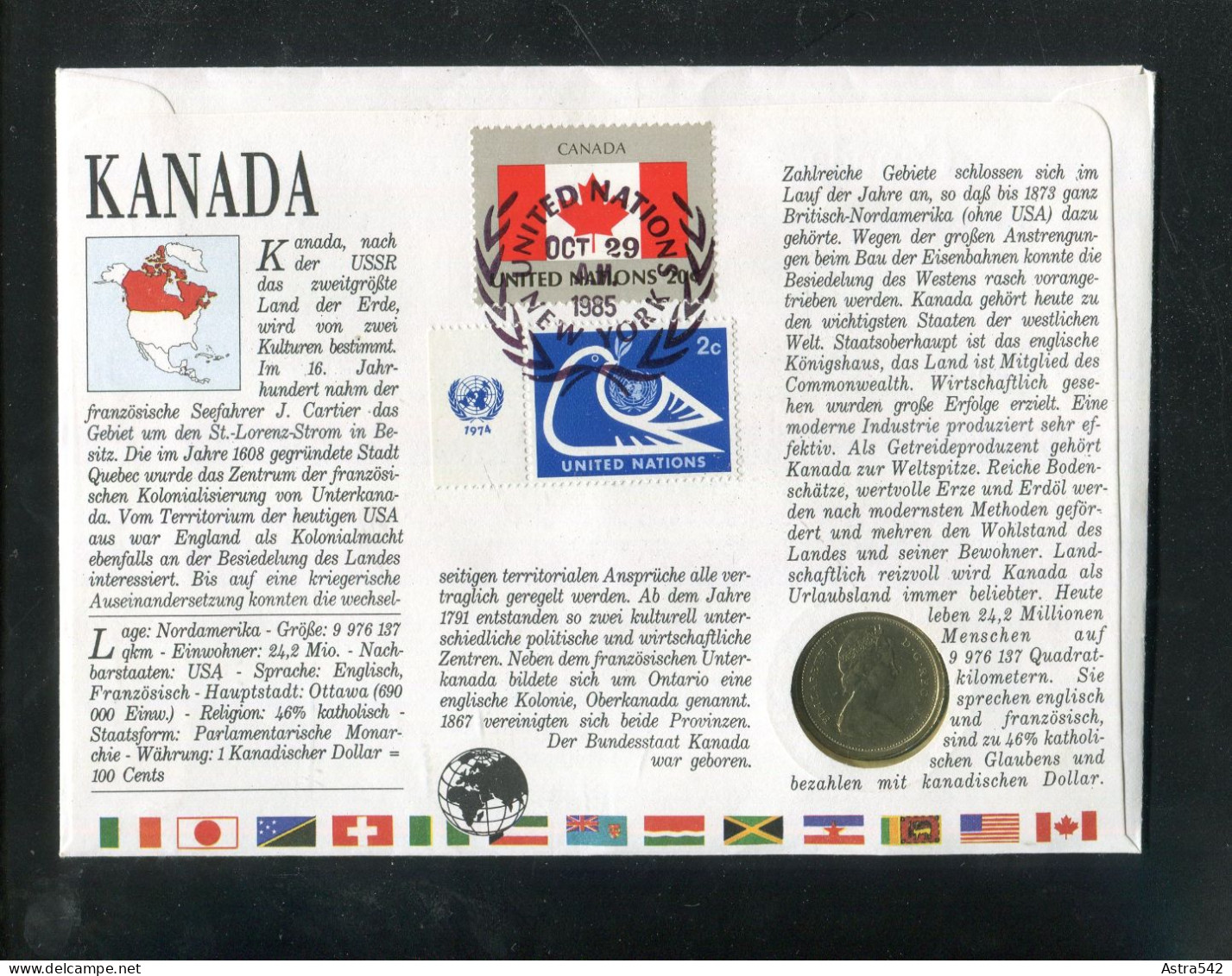 "KANADA" 1985, Numisbrief (5258) - Storia Postale