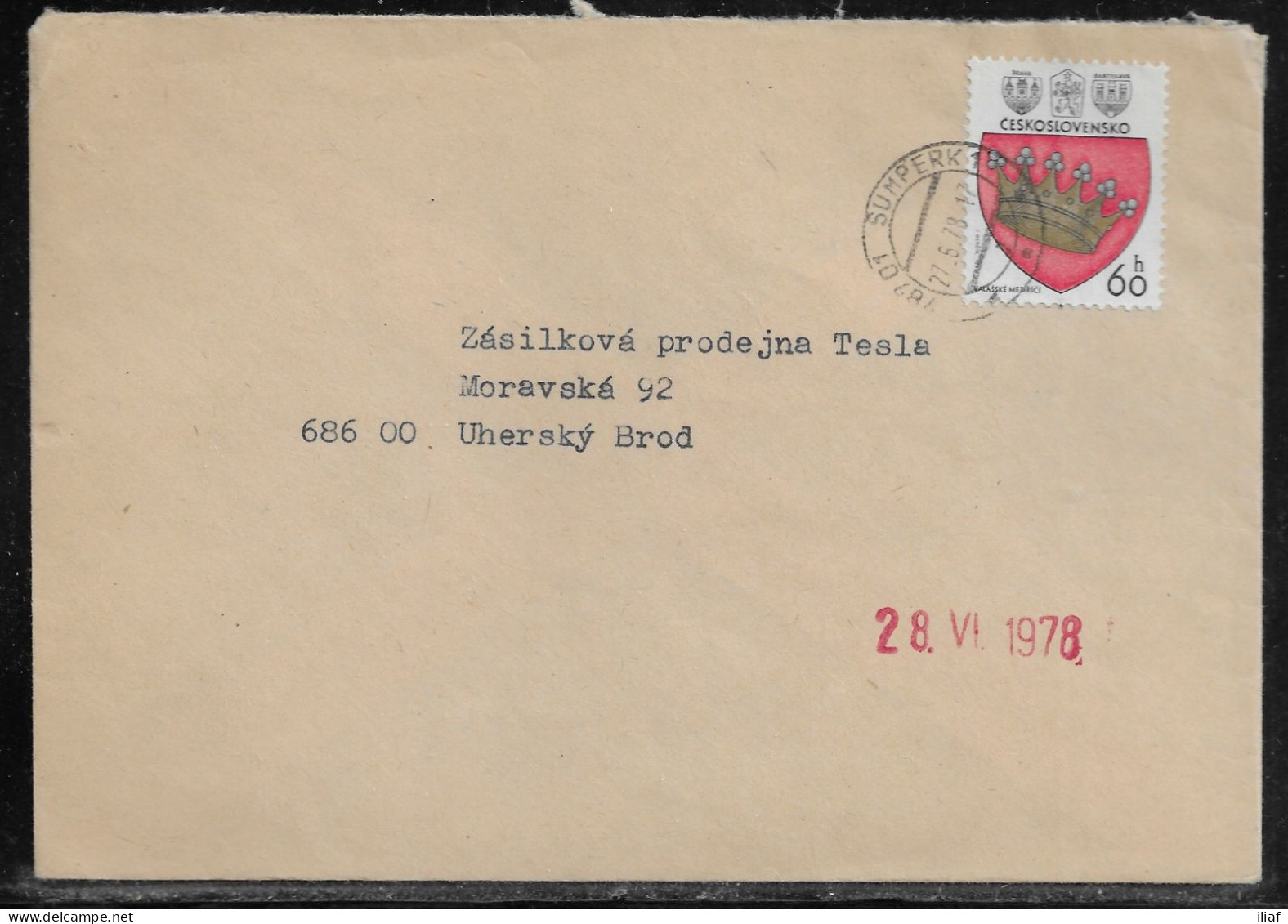 Czechoslovakia. Stamp Sc. 2102 On Letter, Sent From Sumperk 27.06.78 For “Tesla” Uhersky Brod. - Covers & Documents