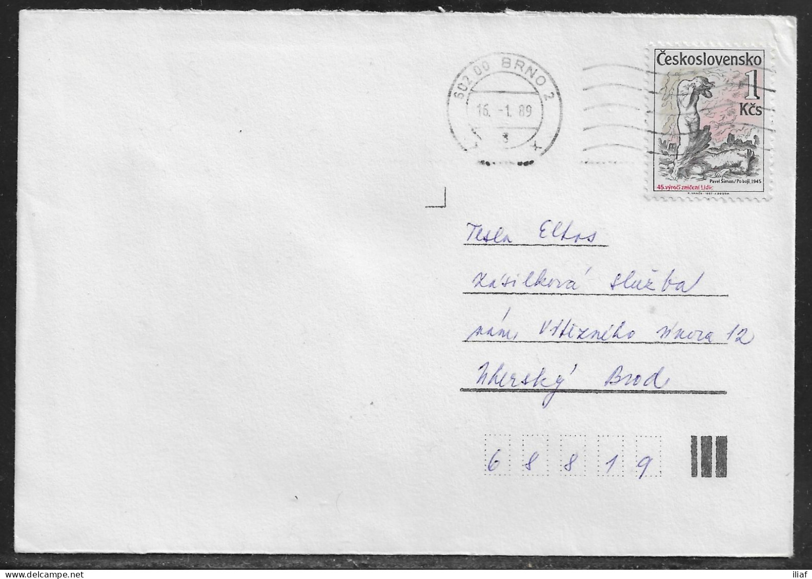 Czechoslovakia. Stamp Sc. 2661 On Letter, Sent From Brno  16.01.89 For “Tesla” Uhersky Brod. - Lettres & Documents