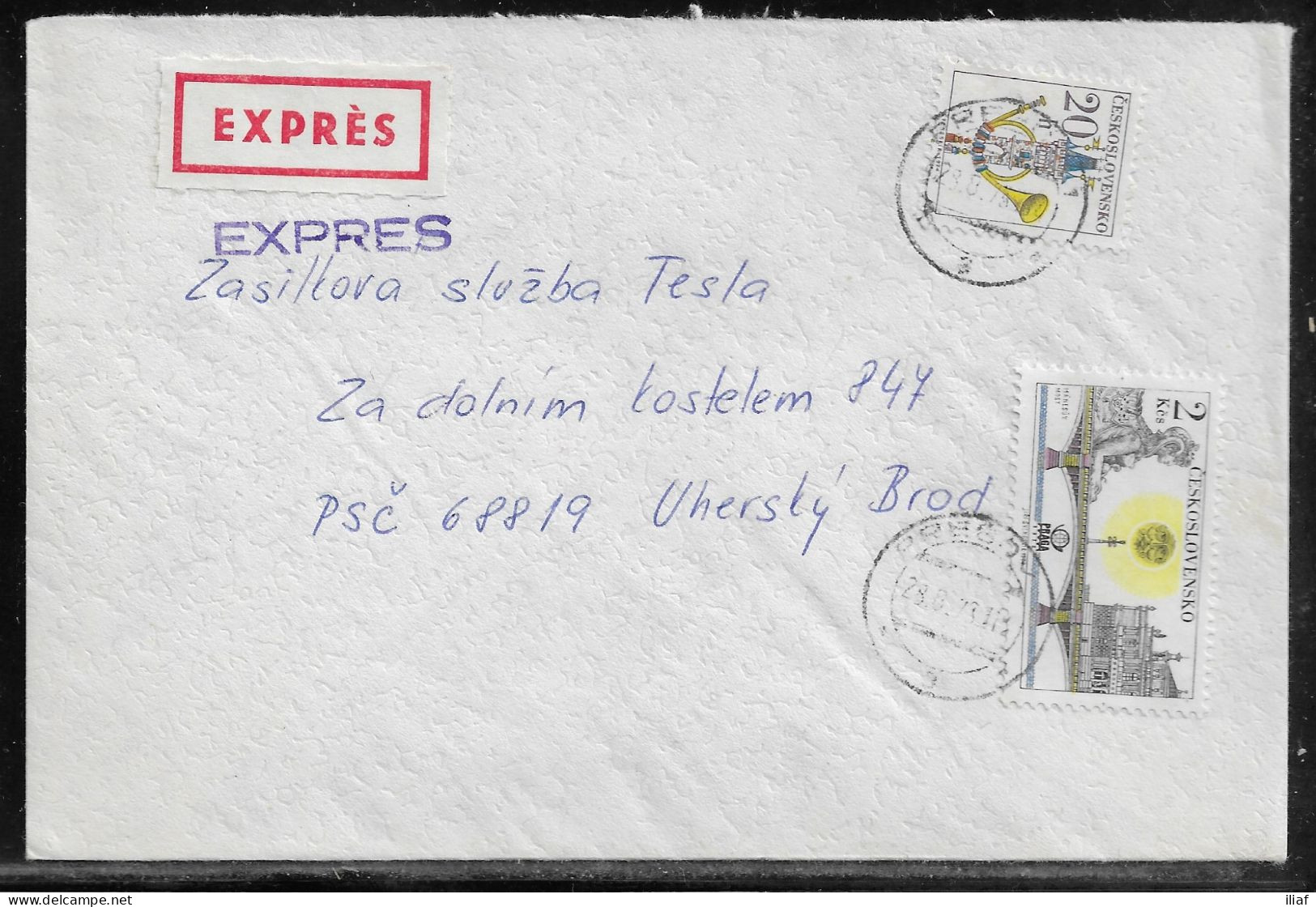 Czechoslovakia. Stamp Sc. 2182, 1968 On Express Letter, Sent From Presov  28.08.78 For “Tesla” Uhersky Brod. - Storia Postale