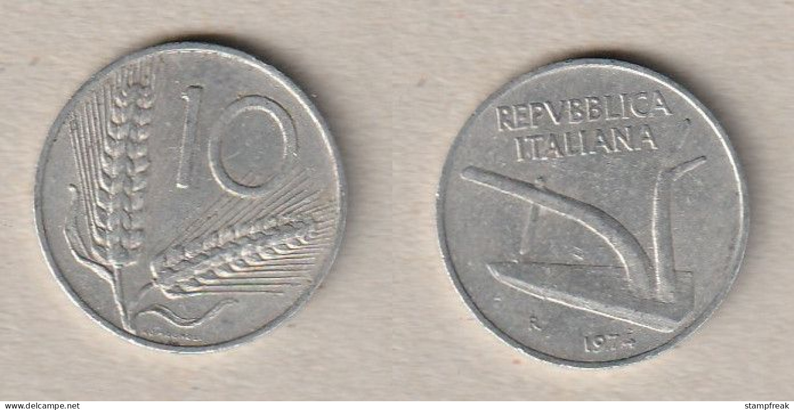 00566) Italien, 10 Lire 1974 - 10 Liras