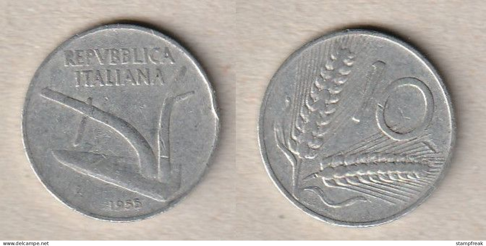 00570) Italien, 10 Lire 1955 - 10 Liras