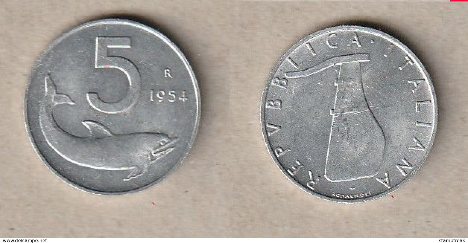 00535) Italien, 5 Lire 1954 - 5 Lire