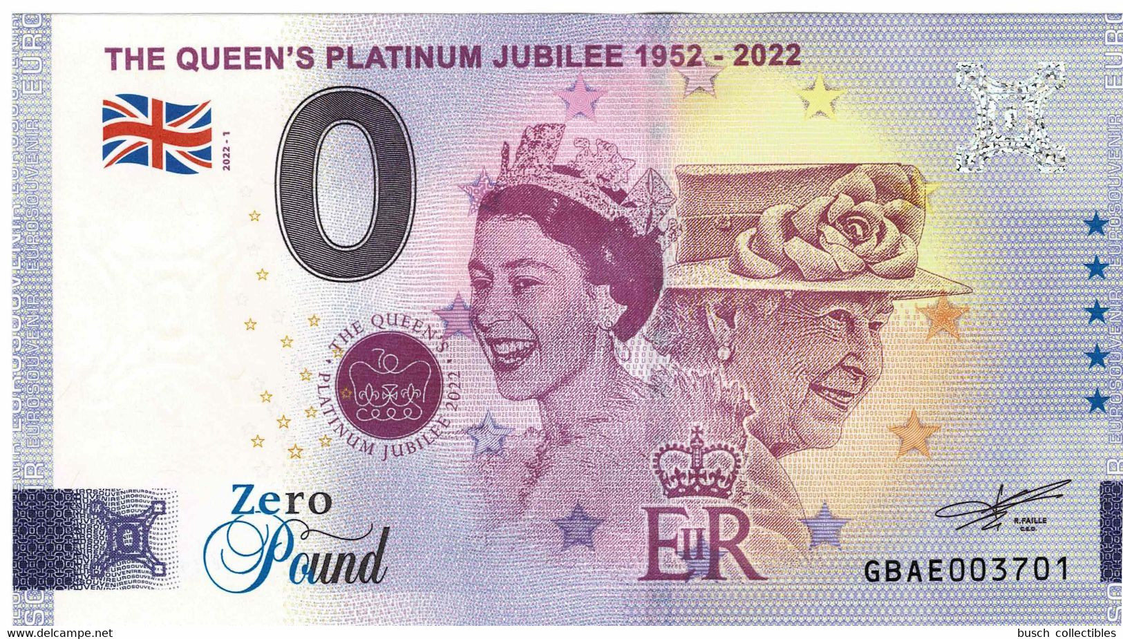 Billet Euro Touristique Banknote Souvenir £0 Pound The Queen's Platinum Jubilee Elizabeth II - Verzameleeksen