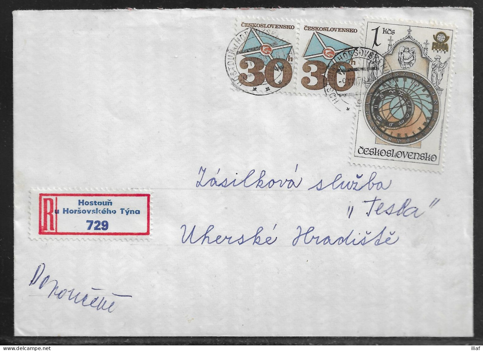 Czechoslovakia. Stamp Sc. 1969, 2186 On Registered Letter, Sent From Hostoun U Horsovskego Tyna 9.08.78 For “Tesla” Uher - Covers & Documents