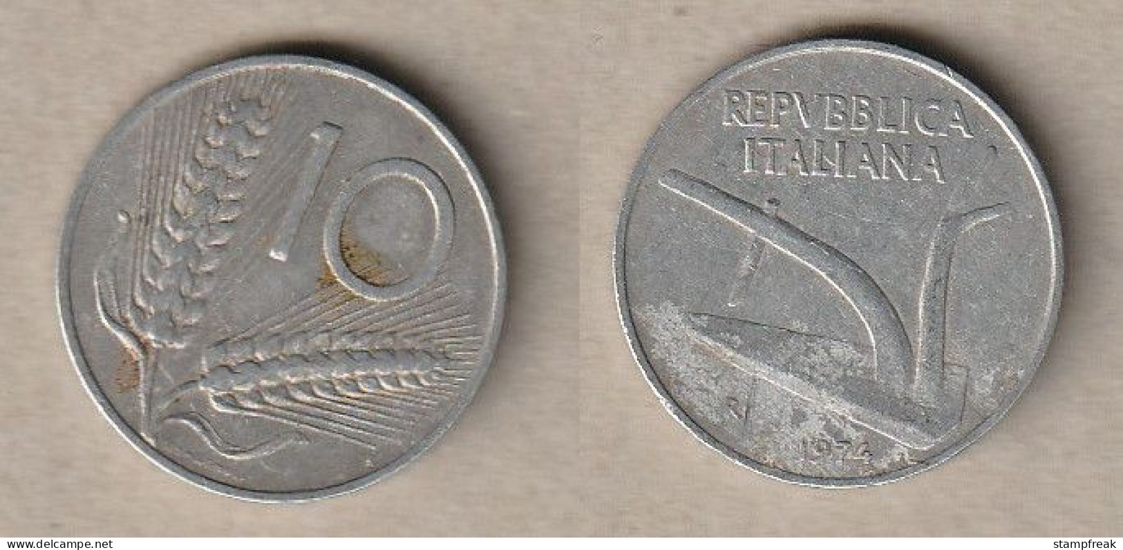 00528) Italien, 10 Lire 1974 - 10 Lire