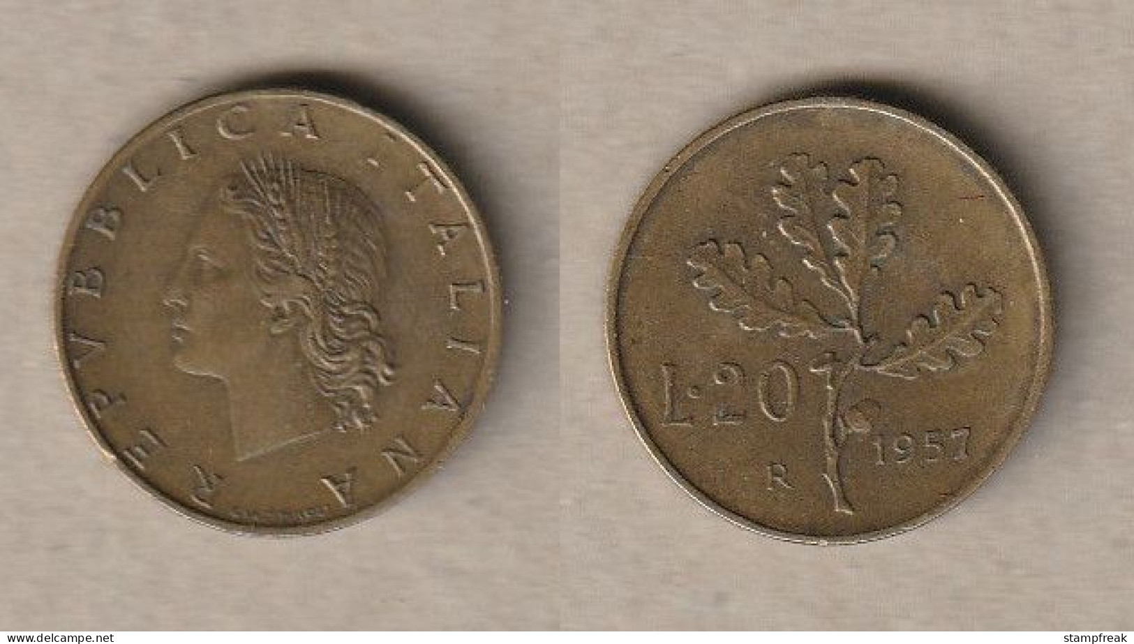 00526) Italien, 20 Lire 1957 - 20 Lire