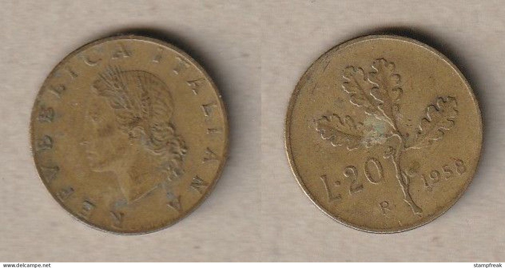 00525) Italien, 20 Lire 1958 - 20 Lire