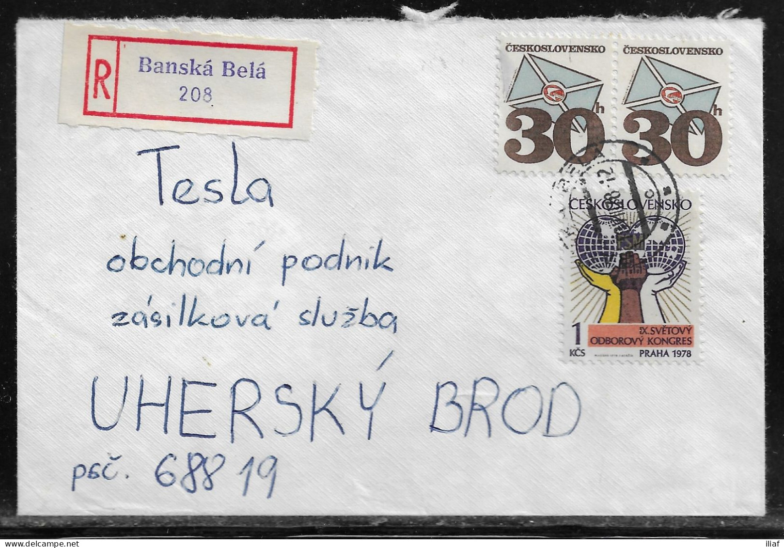 Czechoslovakia. Stamp Sc. 1969, 2167 On Registered Letter, Sent From Banska Bela  10.07.78 For “Tesla” Uhersky Brod. - Covers & Documents