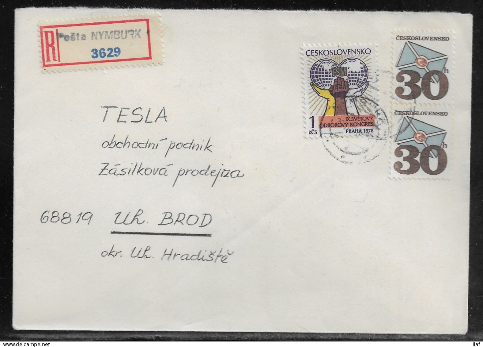 Czechoslovakia. Stamp Sc. 1969, 2167 On Registered Letter, Sent From Nymburk  28.07.78 For “Tesla” Uhersky Brod. - Brieven En Documenten