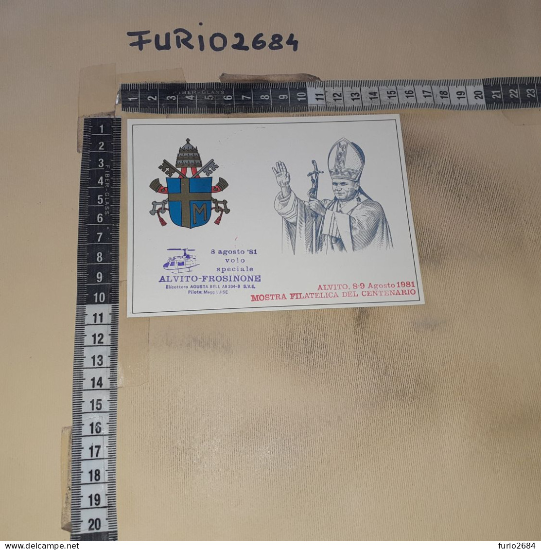 HB10807 VATICANO CARTOLINA TIMBRO ANNULLO ALVITO 1981 MOSTRA FILATELICA CENTENARIO ACCADEMIA NAVALE VOLO IN ELICOTTERO - Cartas & Documentos