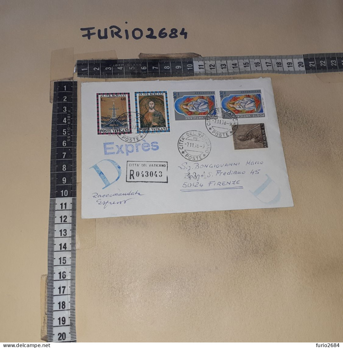 HB10812 VATICANO STORIA POSTALE 1978 TIMBRO ANNULLO ESPRESSO - Storia Postale