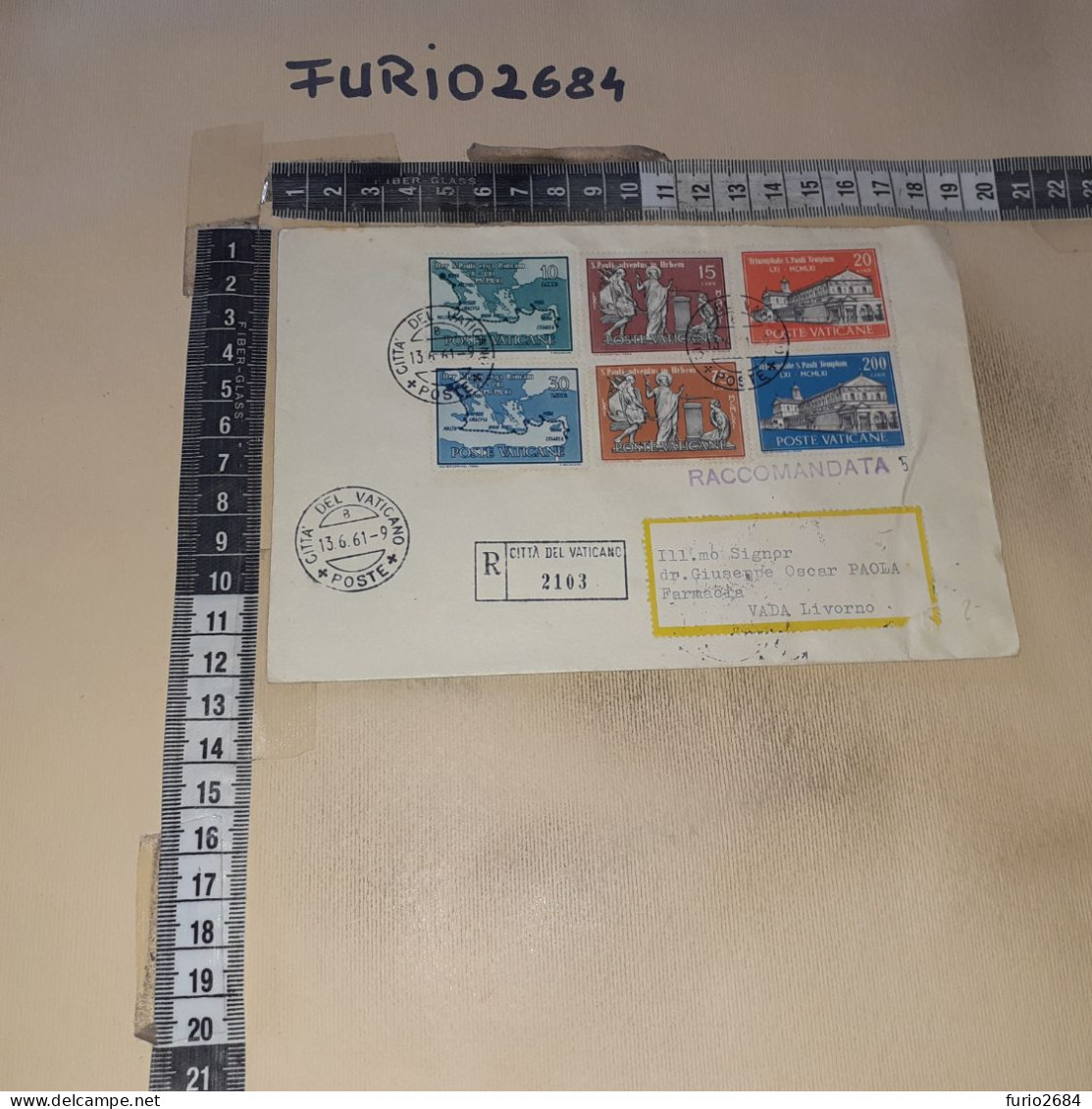 HB10814 VATICANO STORIA POSTALE 1978 TIMBRO ANNULLO RACCOMANDATA - Brieven En Documenten