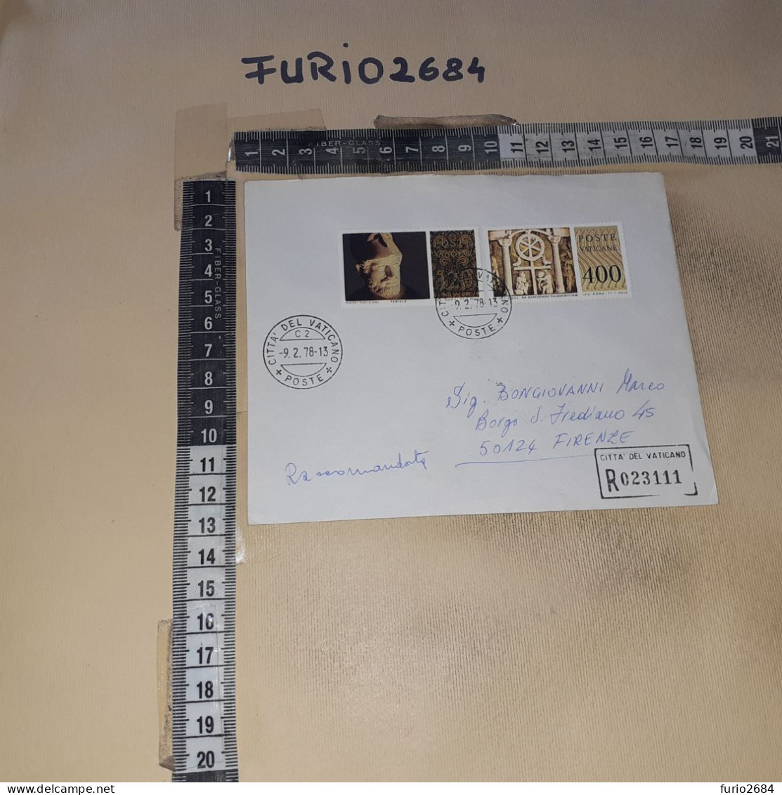 HB10818 VATICANO STORIA POSTALE 1978 TIMBRO ANNULLO RACCOMANDATA - Cartas & Documentos