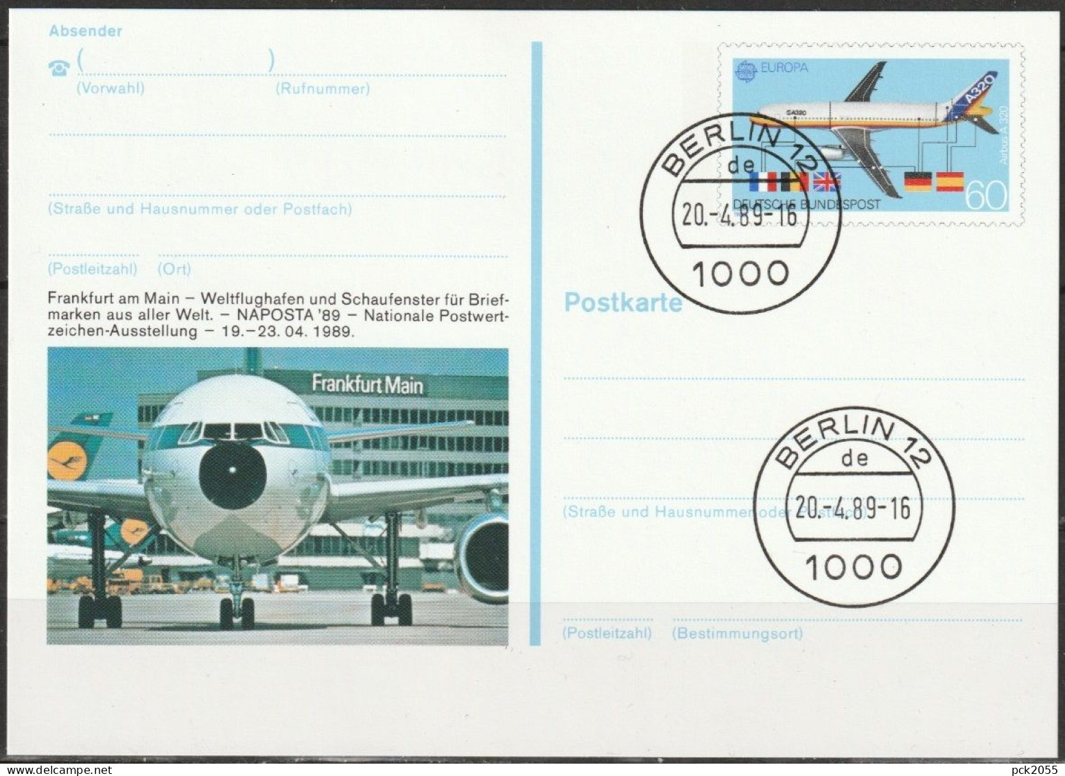 BRD Ganzsache 1989 PSo17 NAPOSTA`98 Frankfurt Tagesstempel BERLIN 20.4.1989( PK 40 )günstige Versandkosten - Postkaarten - Gebruikt