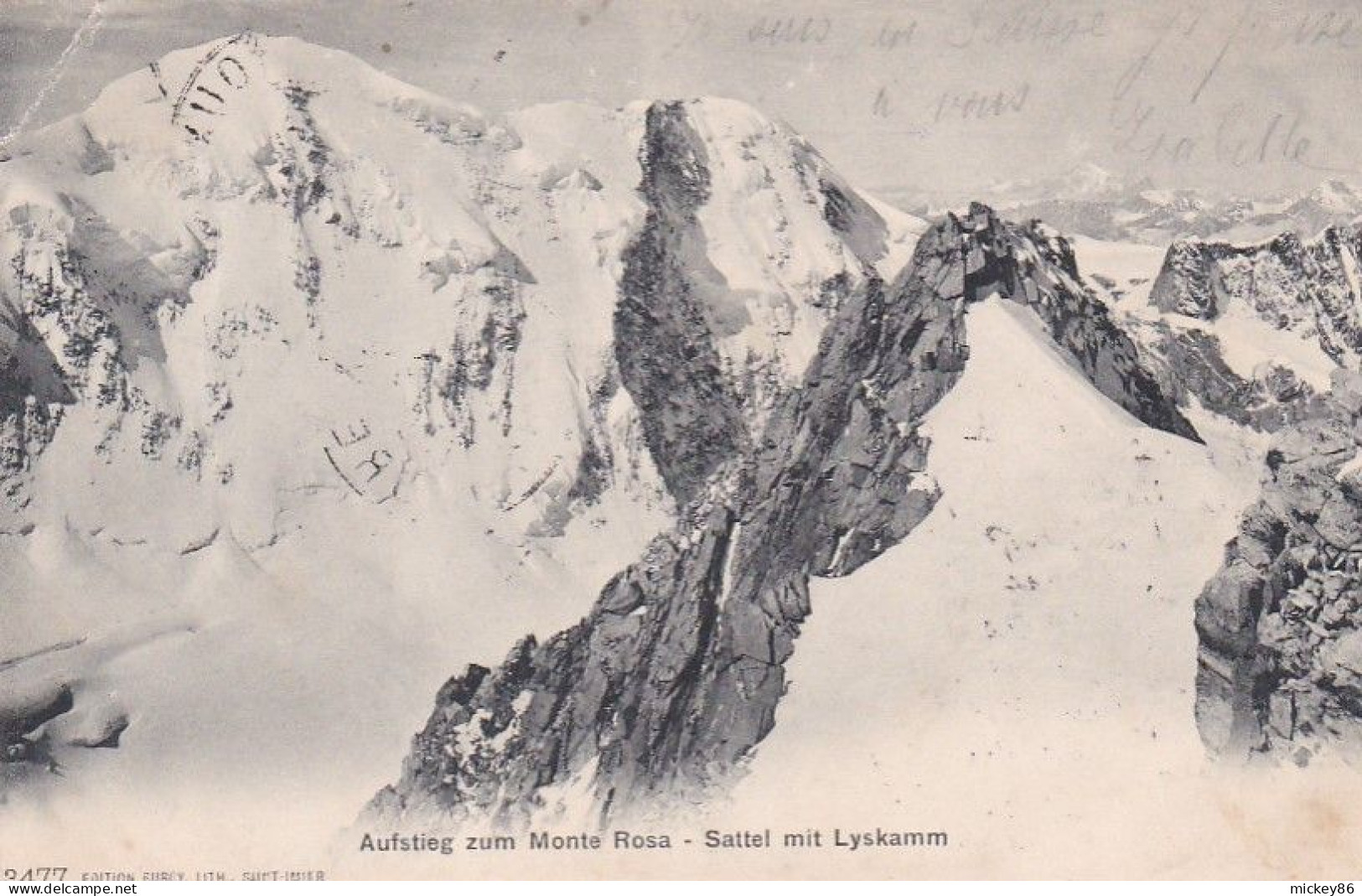 Suisse-- SZ -- SATTEL  -1906 -- Sattel Mit Lyskamm --Aufstieg Zum Monte Rosa ....timbre.....cachet  BONCOURT - Sattel